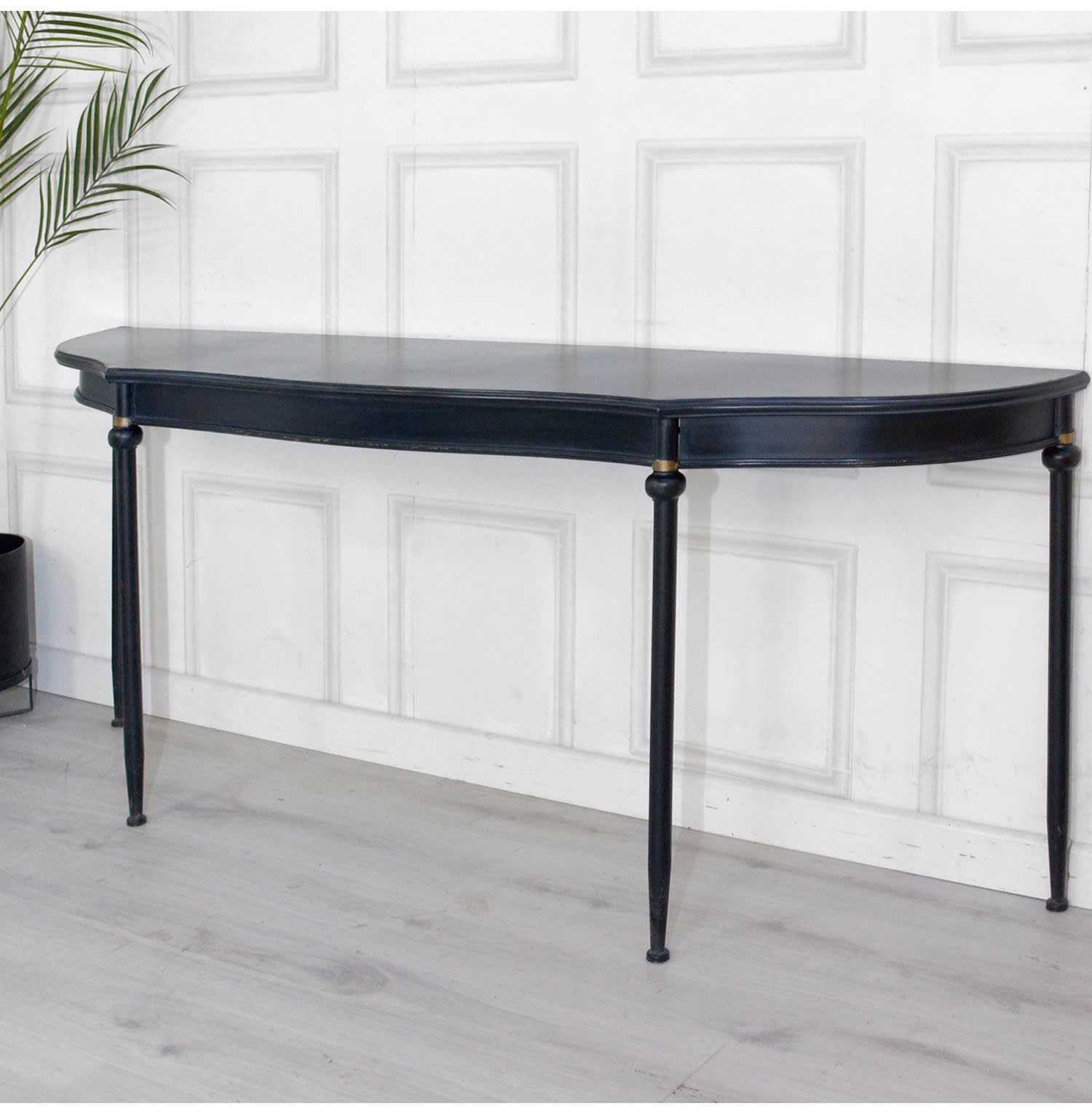 Large Black Curved Hall Console Table