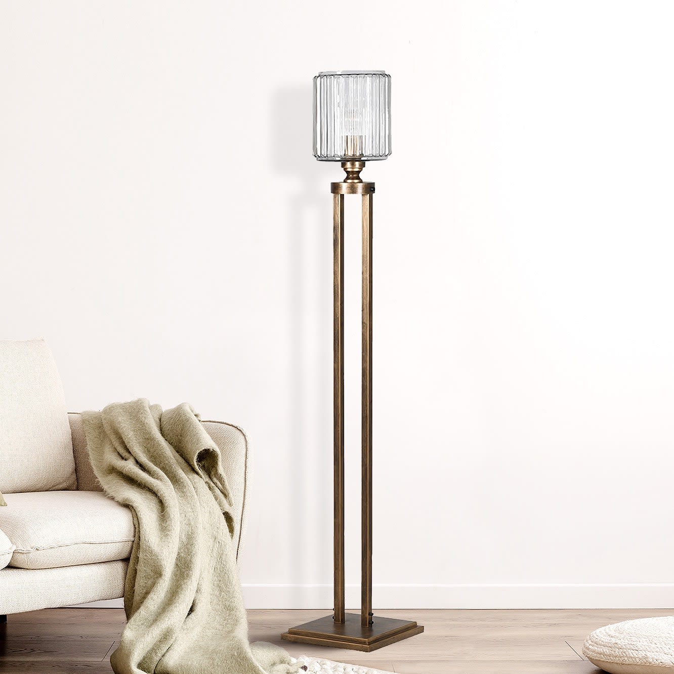 Ribbed Lantern Glass Floor Lamp