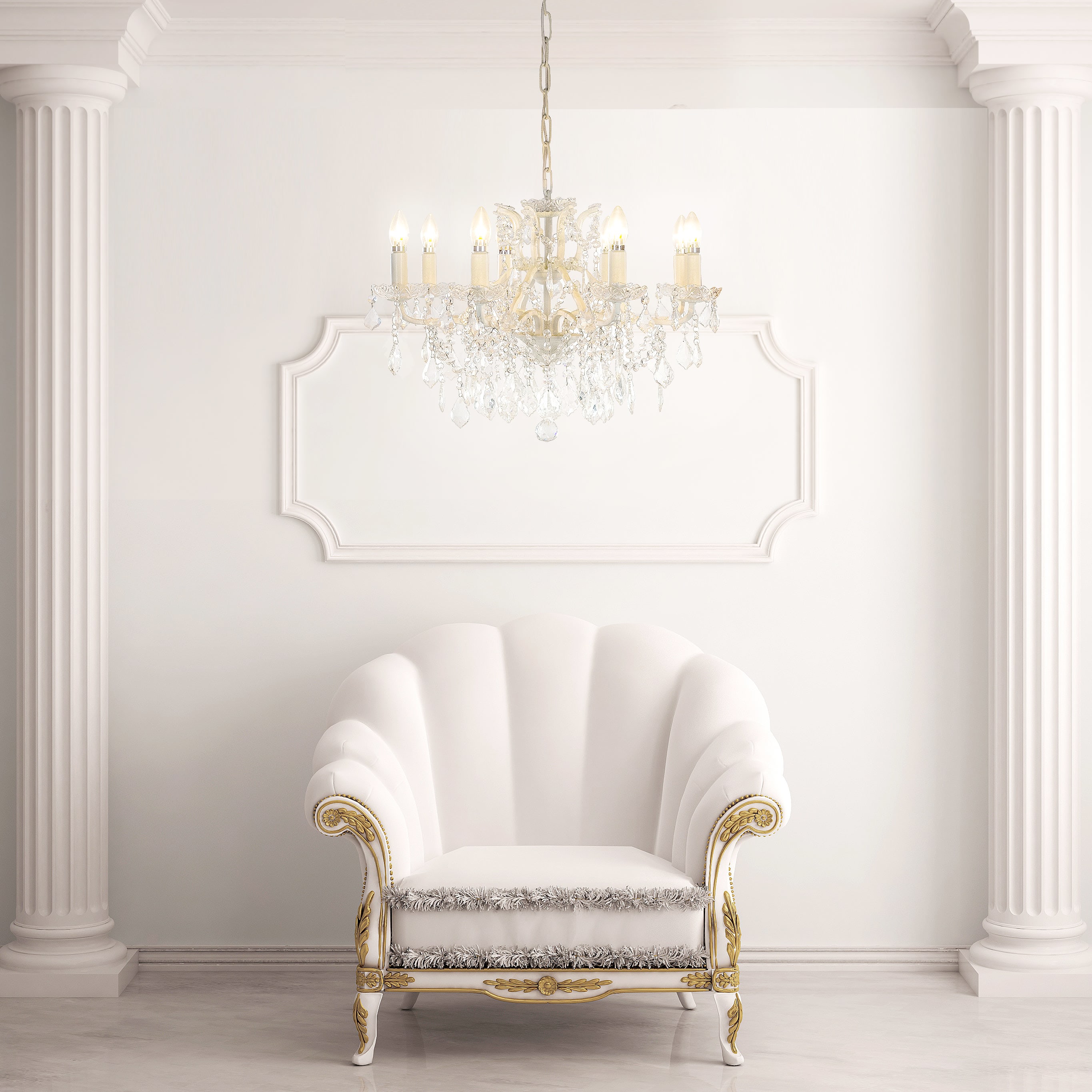 8 Arm Creamy White Shallow French Chandelier