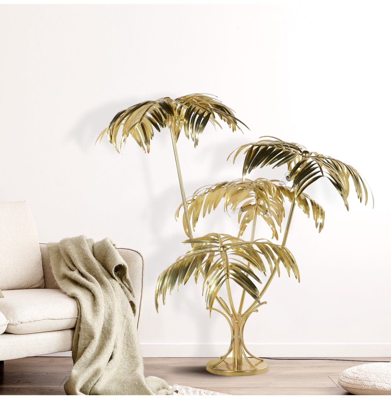 Gold Palm Tree Large Floor Lamp