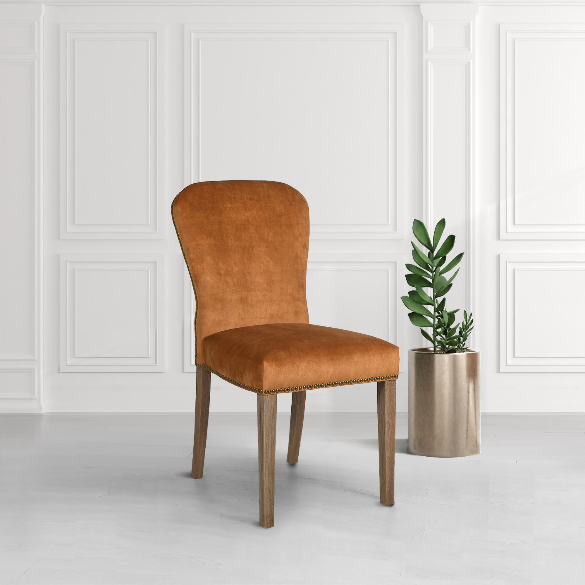 Sunset Orange Velvet Dining Chair