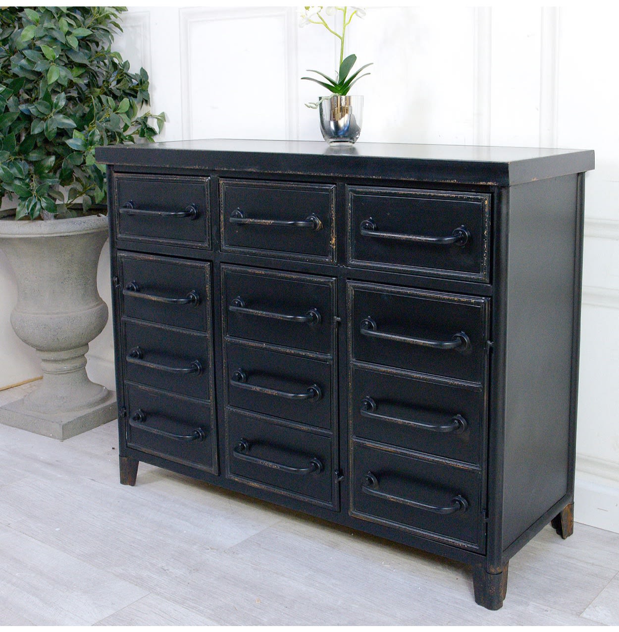 Black Metal  3 Door Sideboard