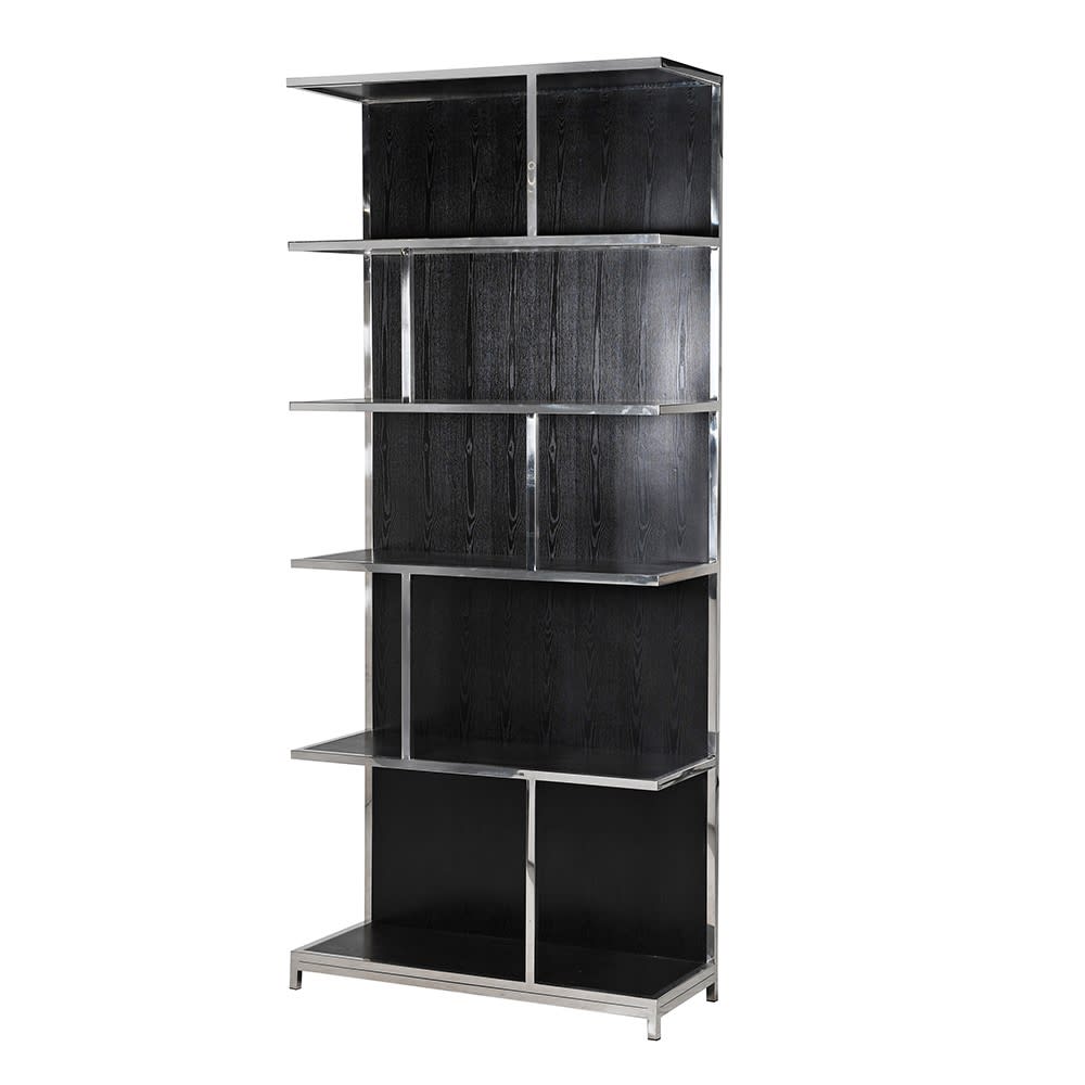 Sloane Chrome and Black Open Bookcase