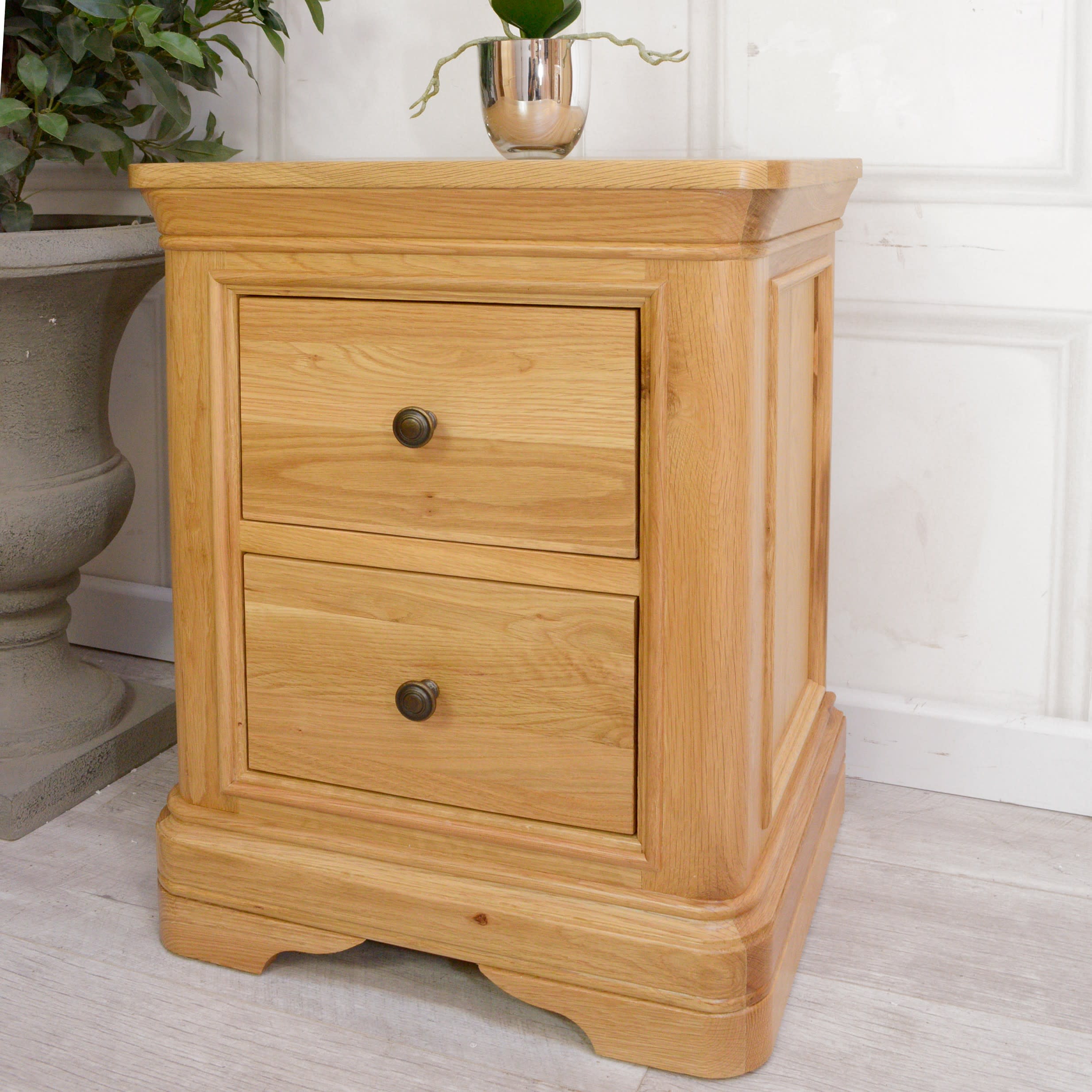 French Style Oak Bedside Table