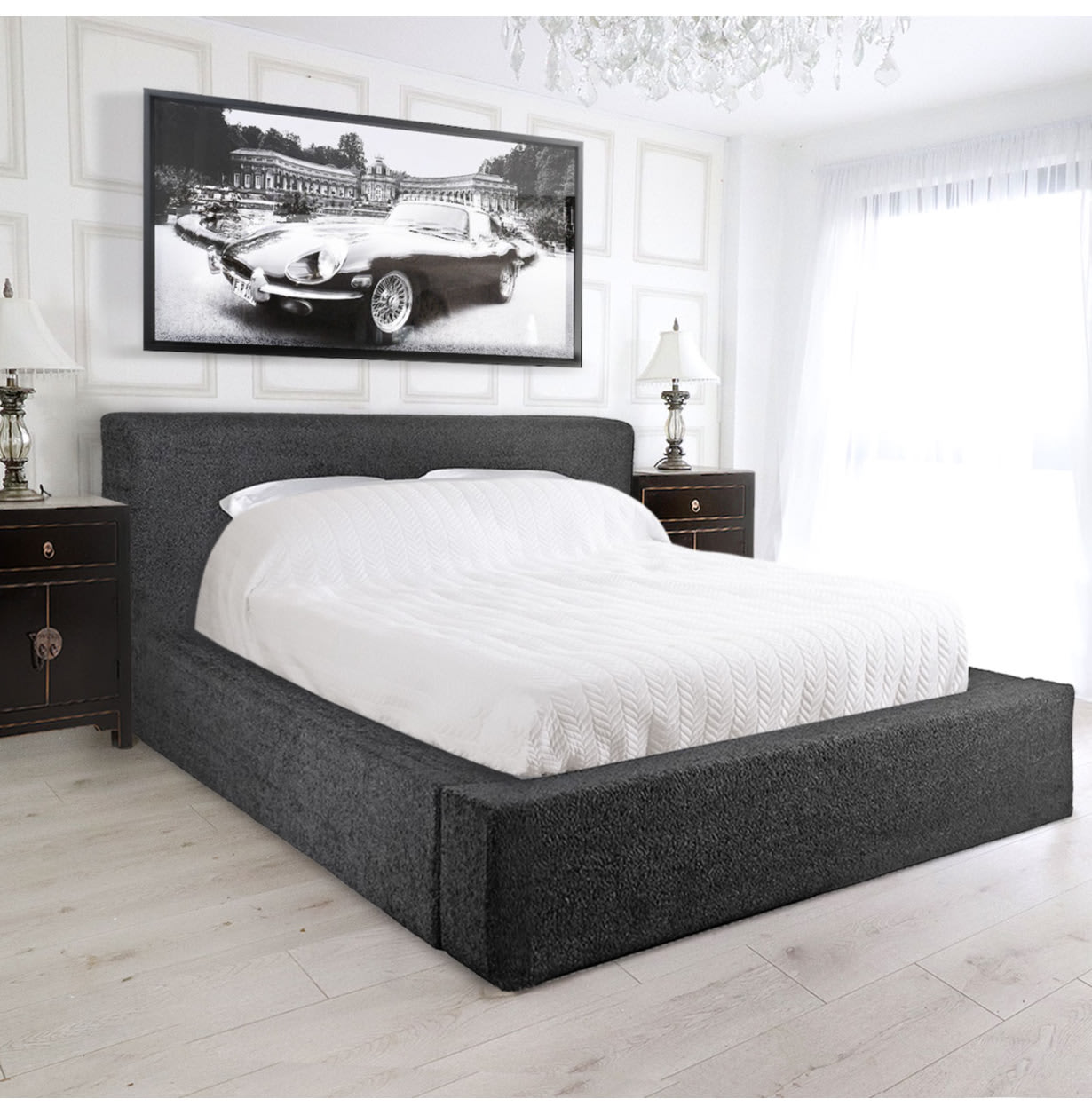 Black Boucle 5ft Kingsize Bed