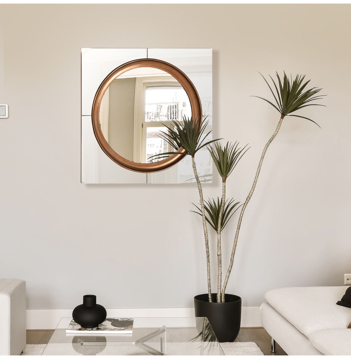 Round Mirror Square Frame