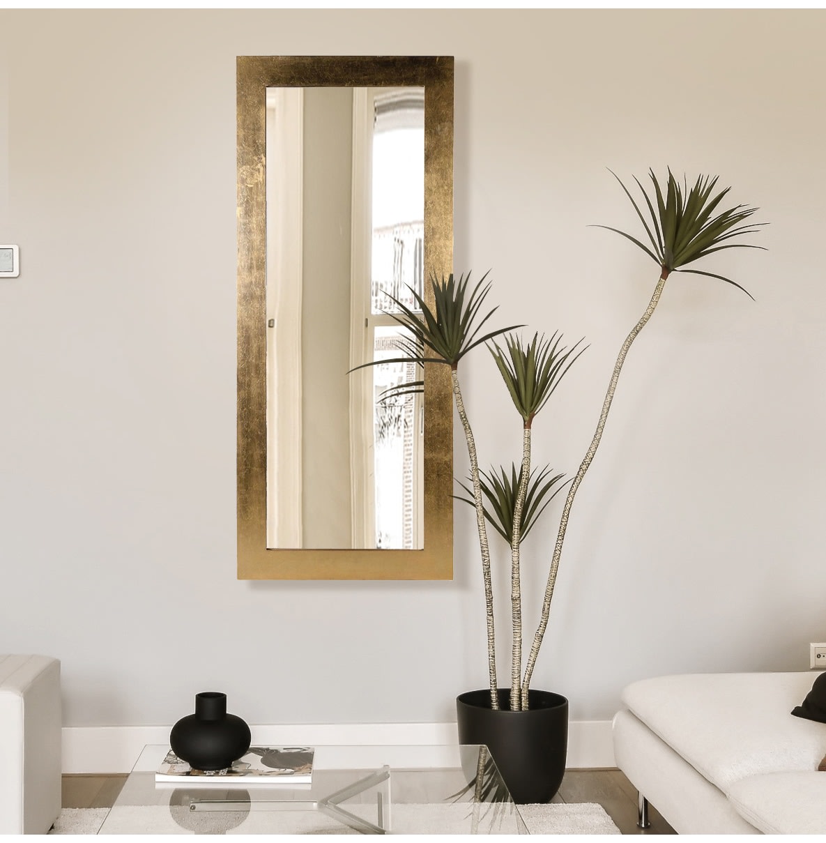 Golden Copper Rectangular Wall Mirror