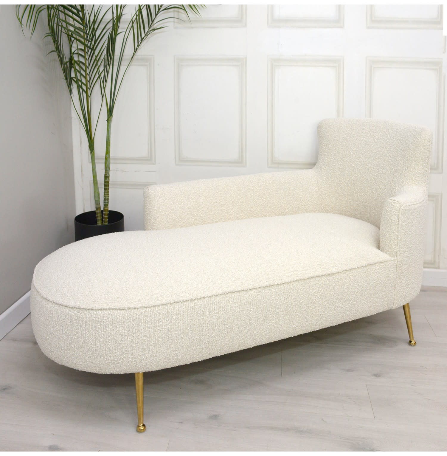 Boucle and Gold Chaise Longue