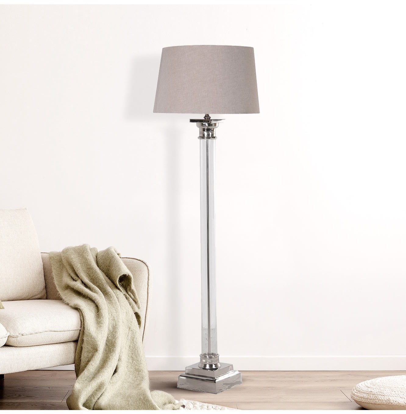 Nickel and Glass Floor Lamp