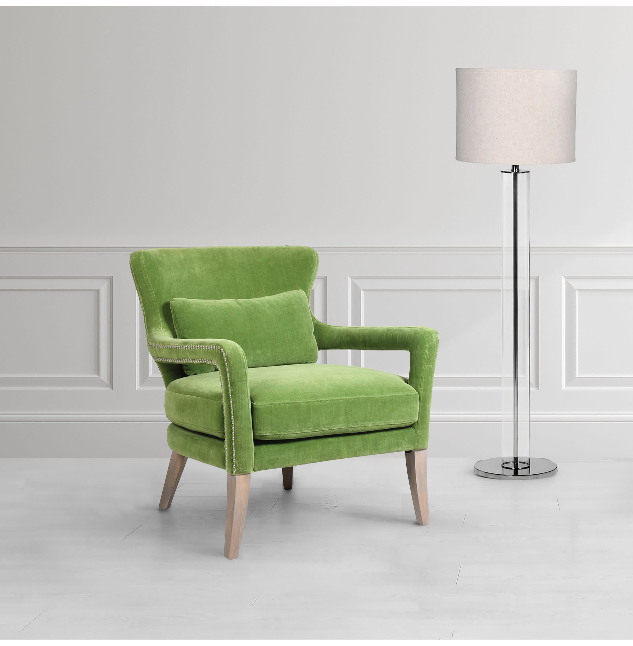 Calke Green Velvet Studded Armchair 