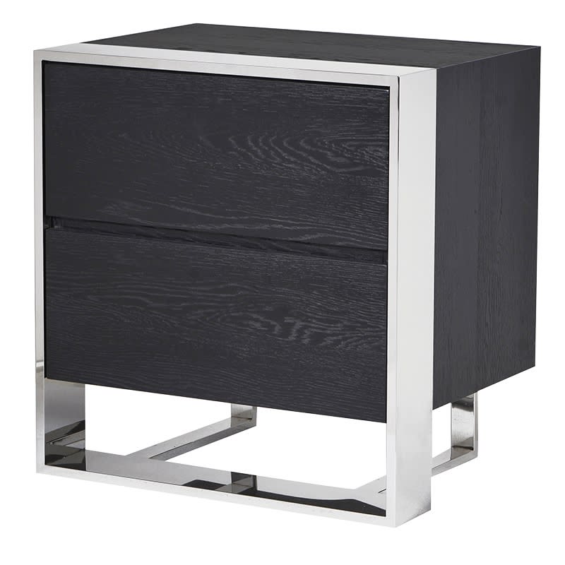 Manor Black 2 Drawer Bedside Cabinet