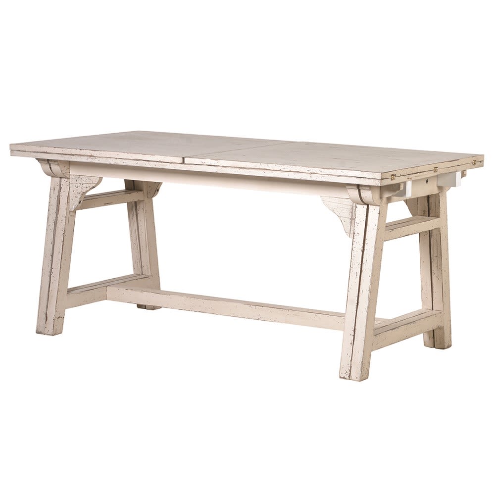 Distressed Off White Pine Extending Dining Table