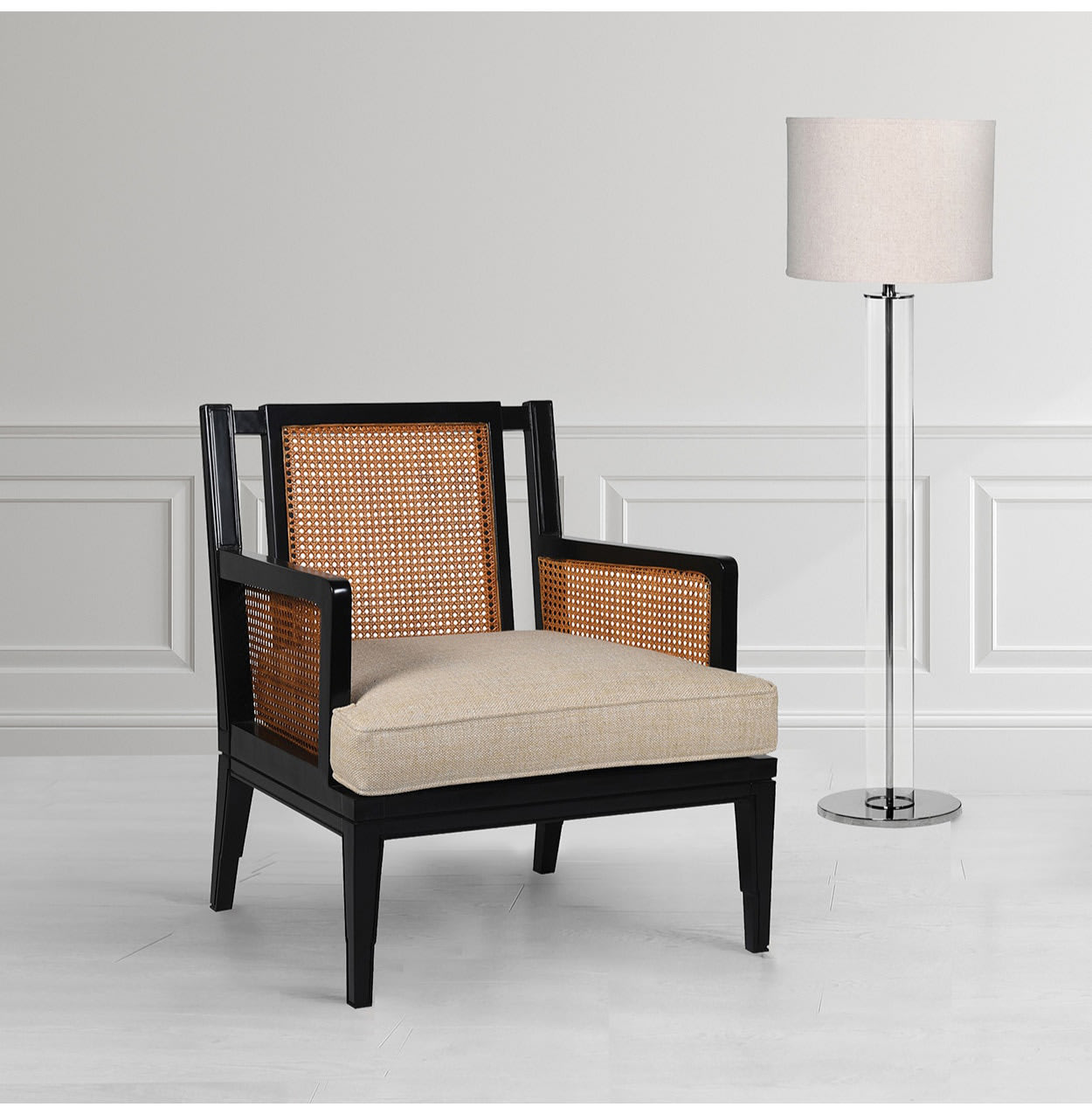 Manor Black Rattan Armchair