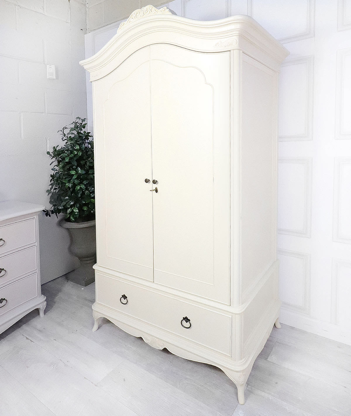 French Style Cream Armoire with Drawer