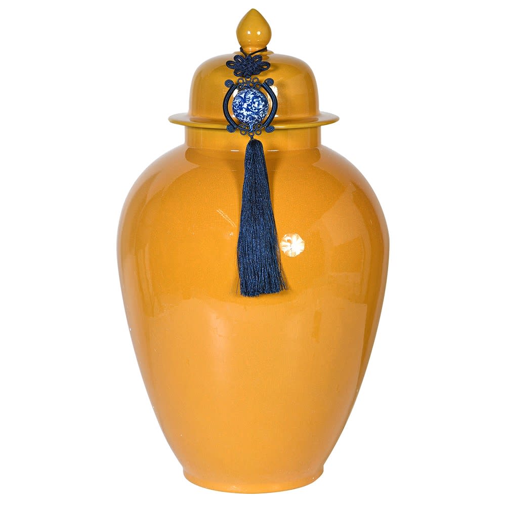 Oriental Yellow Jar with Tassel