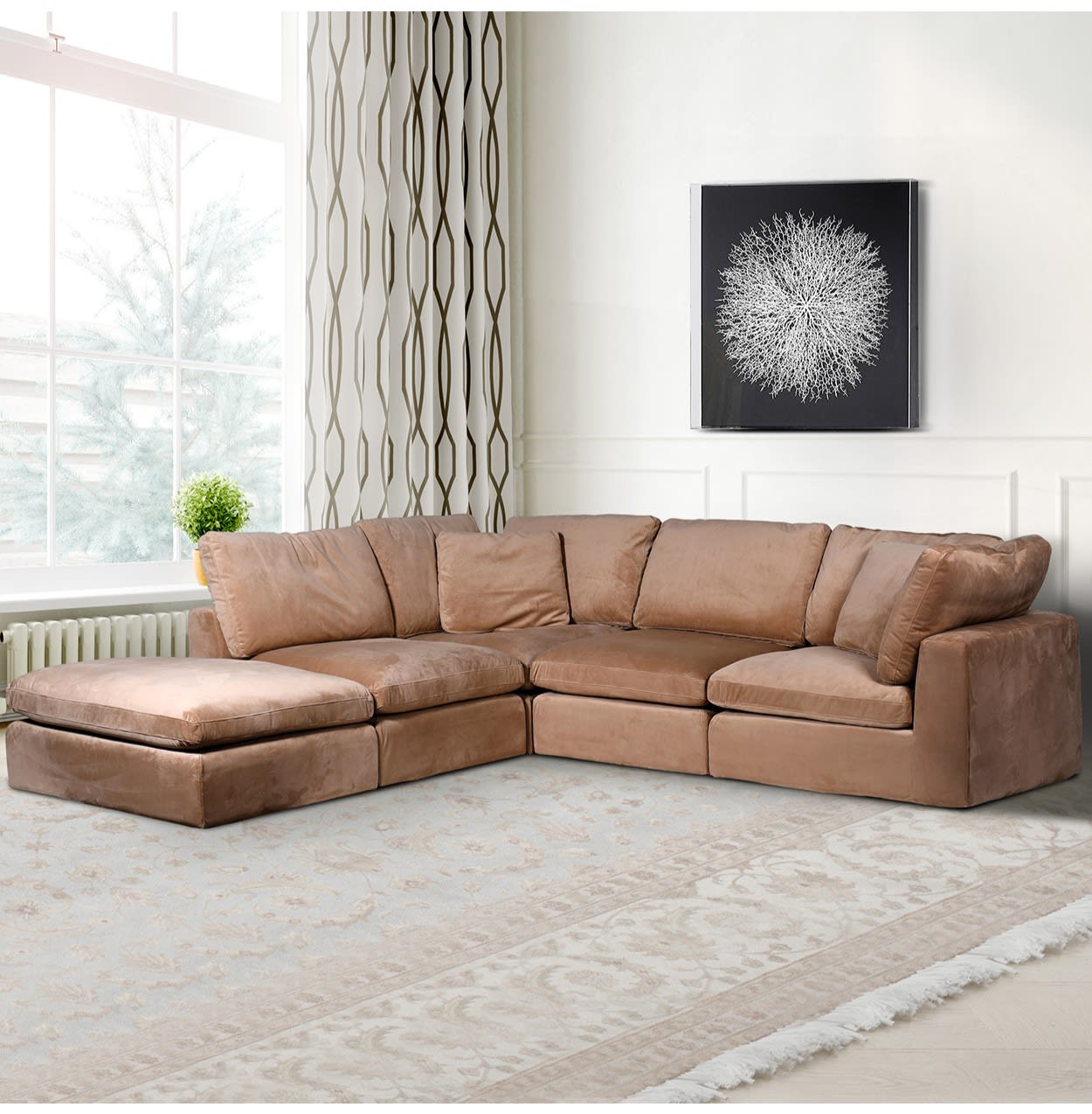 Copper Mink Velvet Adjustable Corner Sofa
