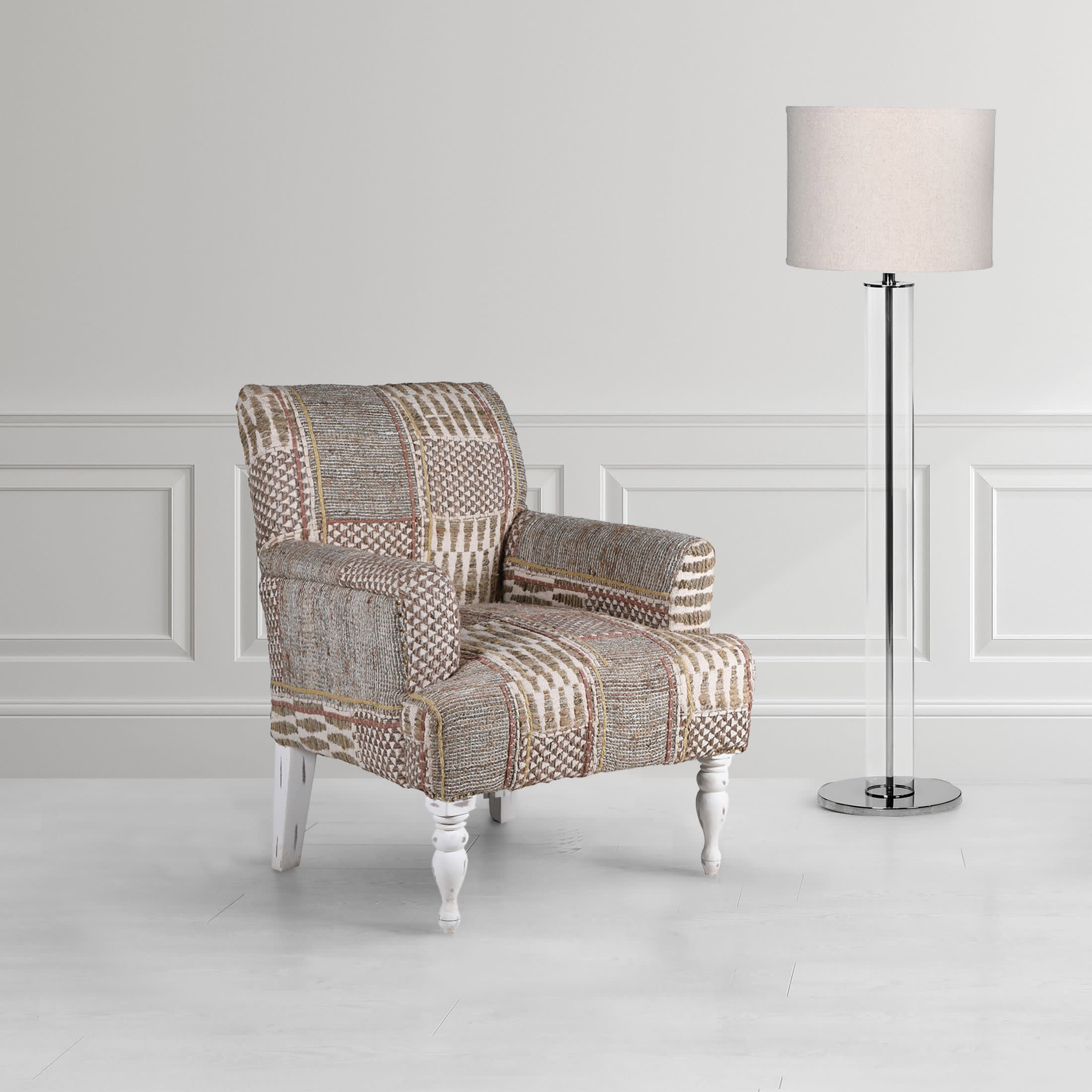 Beige Handwoven Pattern Armchair