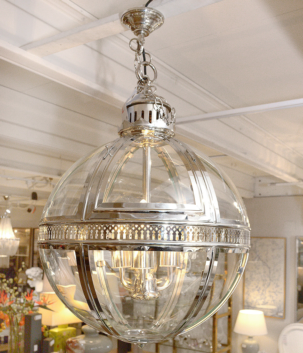 Silver Glass Globe Light