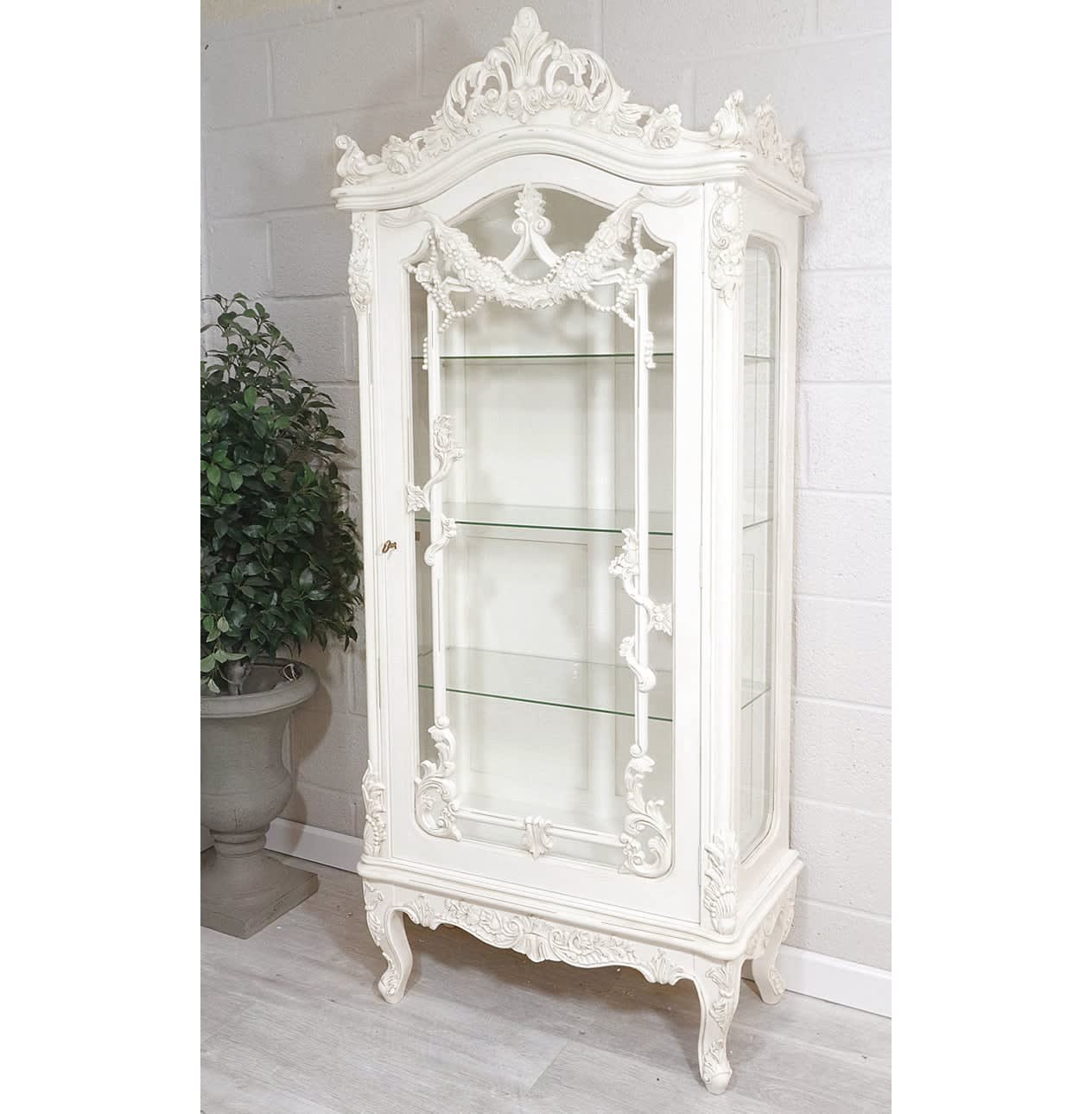 French Style Ornate Carved Display Cabinet