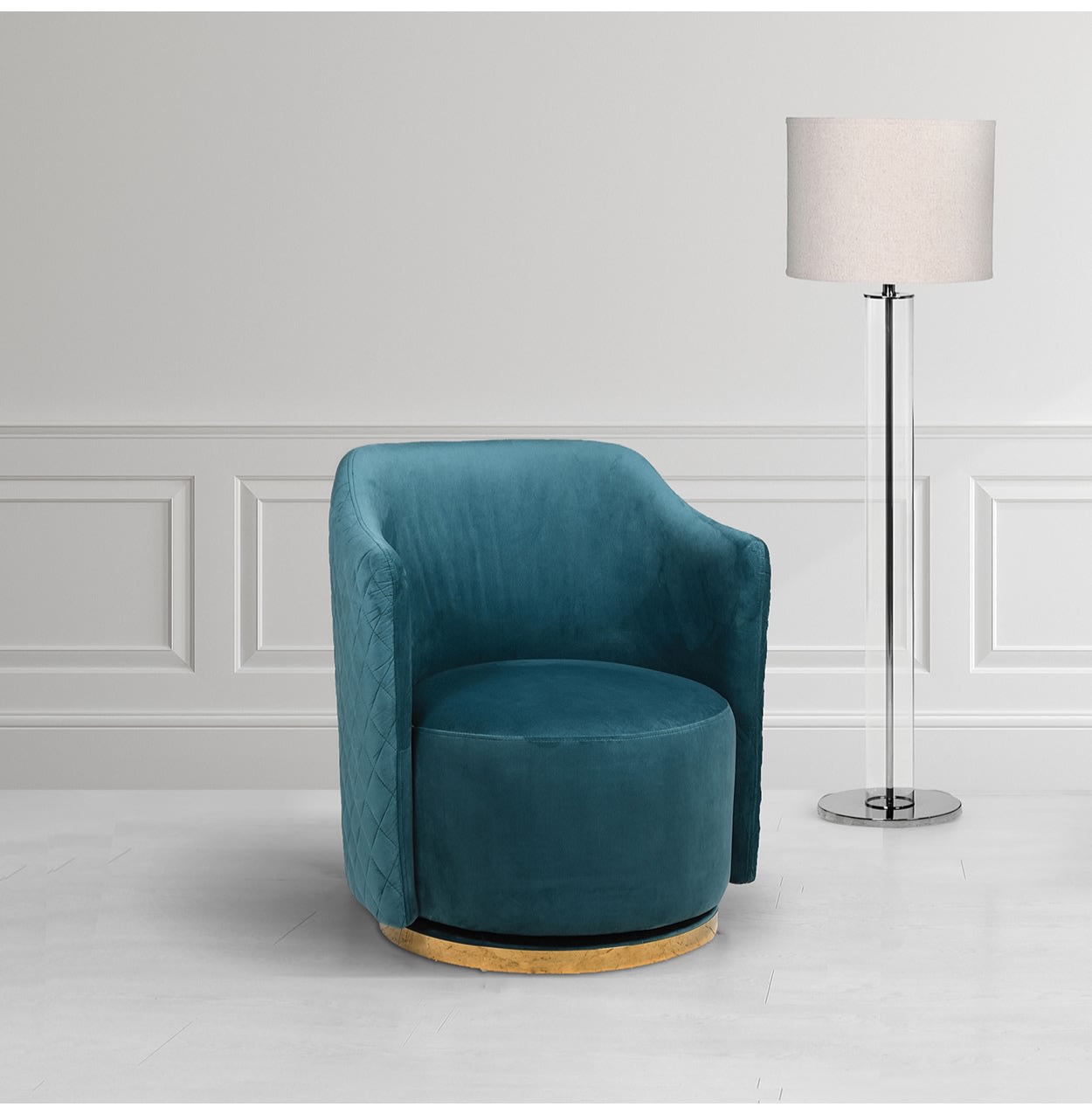 Blue Velvet Swivel Chair