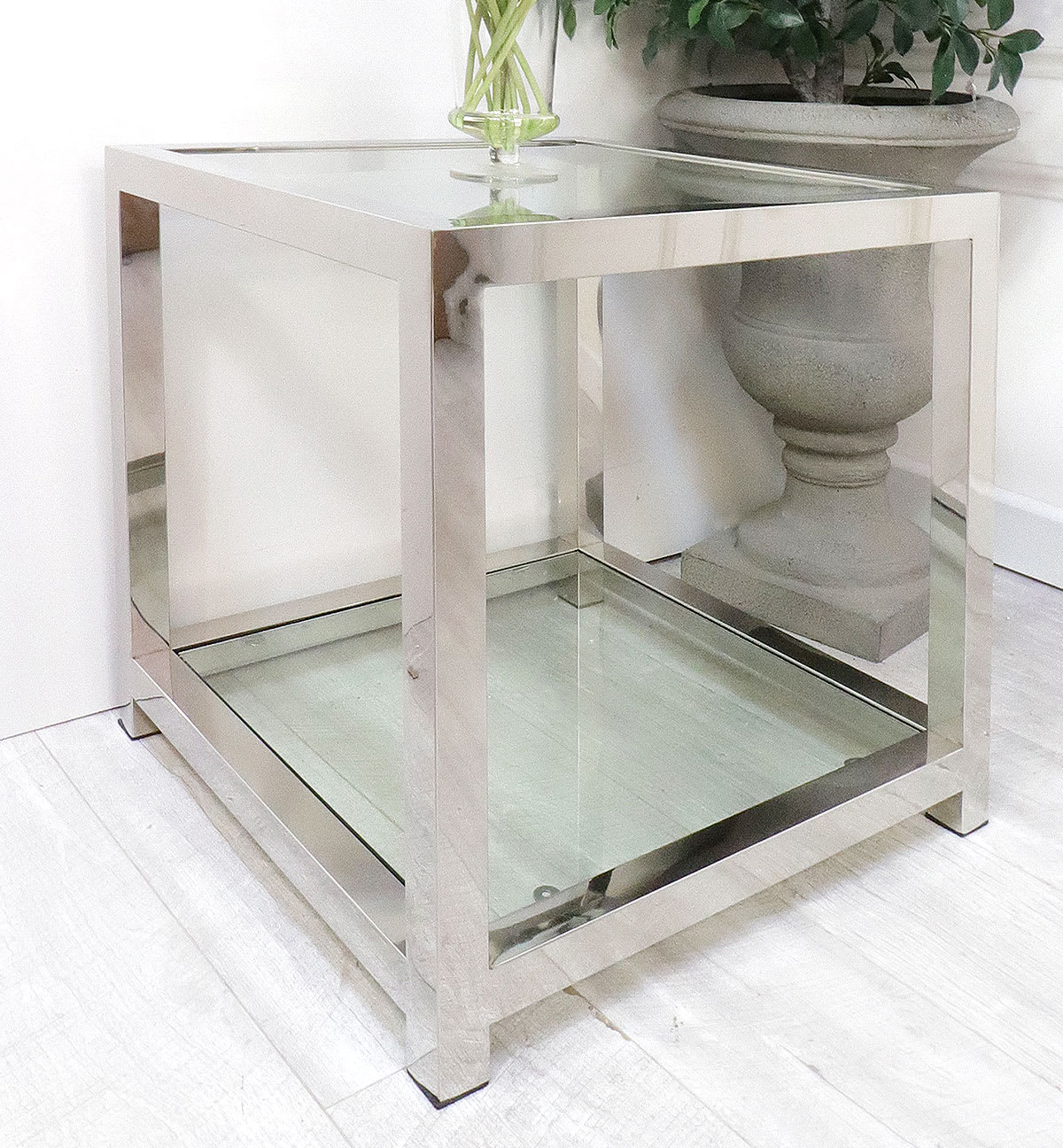 Sloane Chrome and Glass Lamp Table