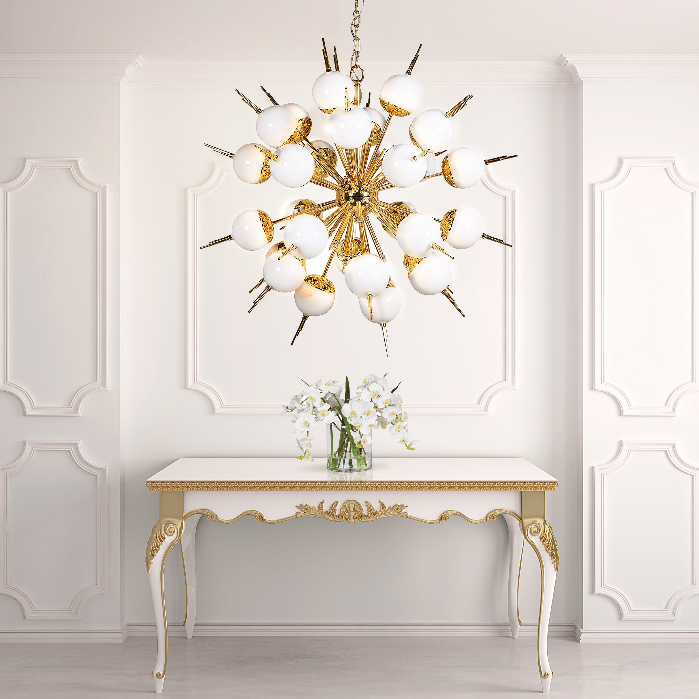 Large White Domes Starburst Ceiling Light