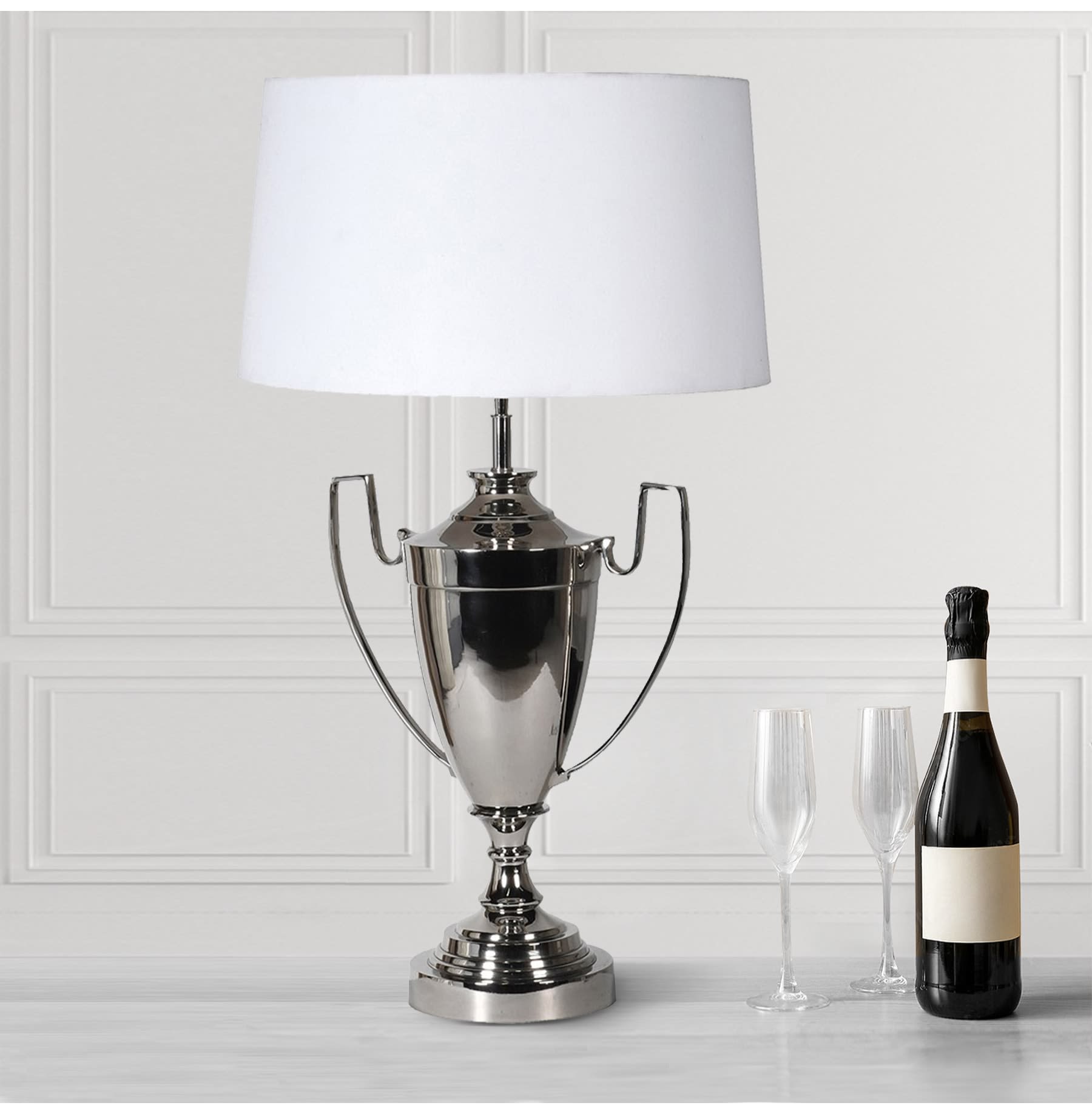 Nickel Trophy Handles Table Lamp