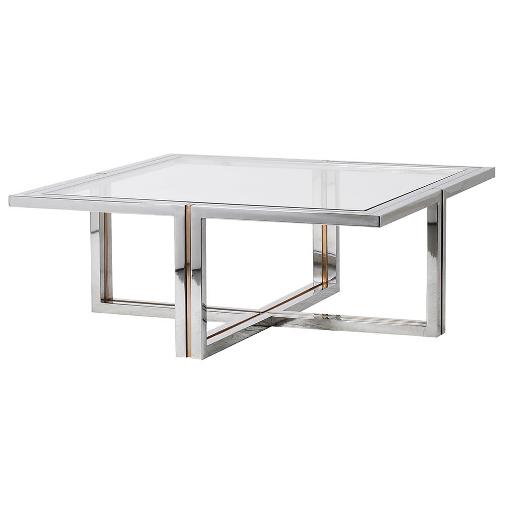 Sloane Chrome and Glass Top Coffee Table with Accents