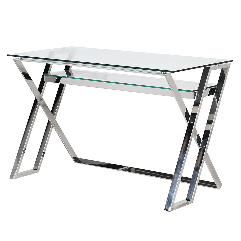 Sloane Chrome and Glass X Leg Desk
