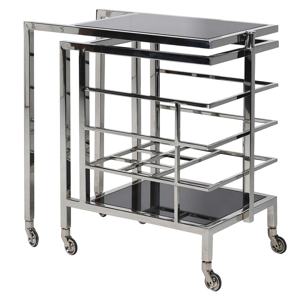 Sloane Chrome Smoked Glass Bar Cart