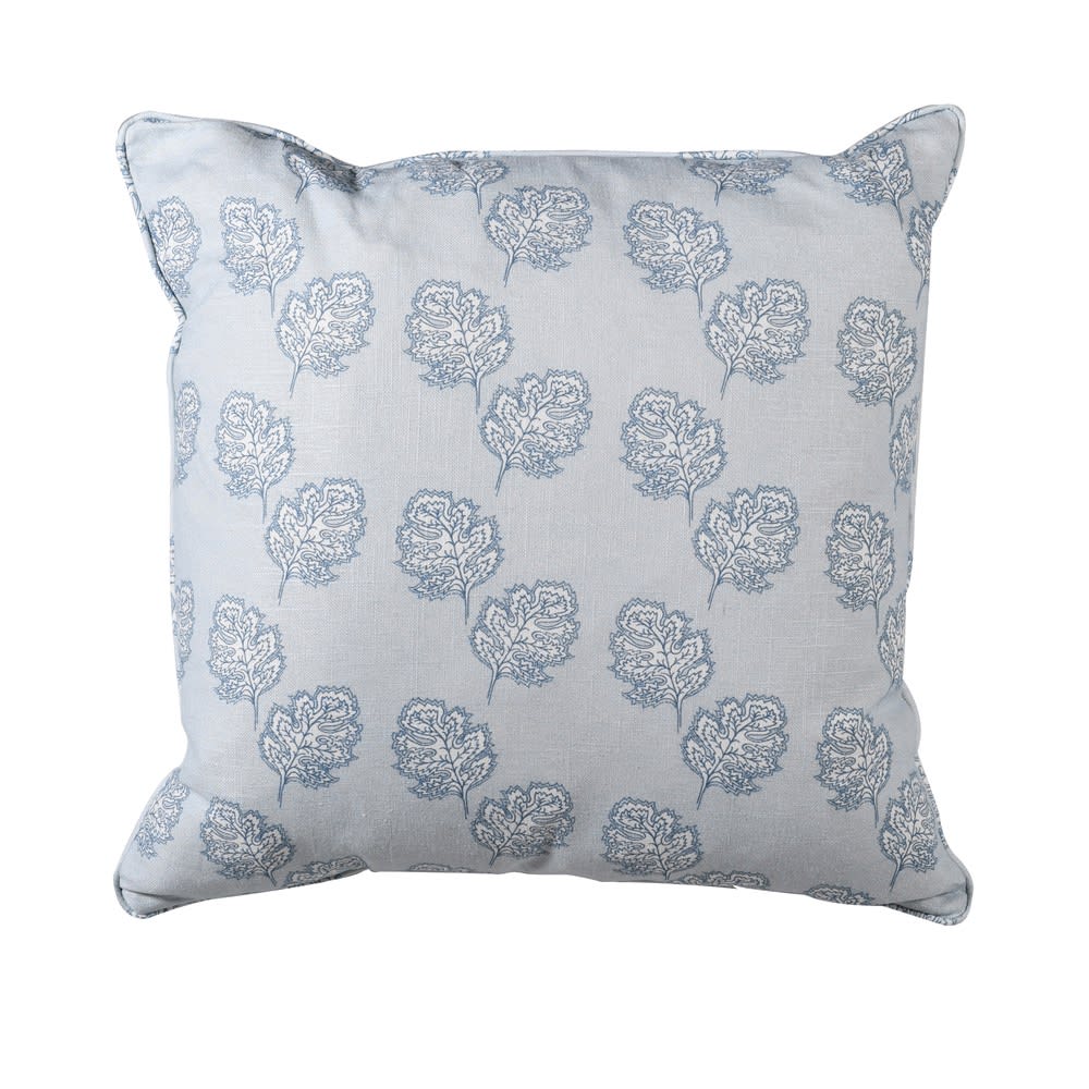 Blue Leaf Print Cushion