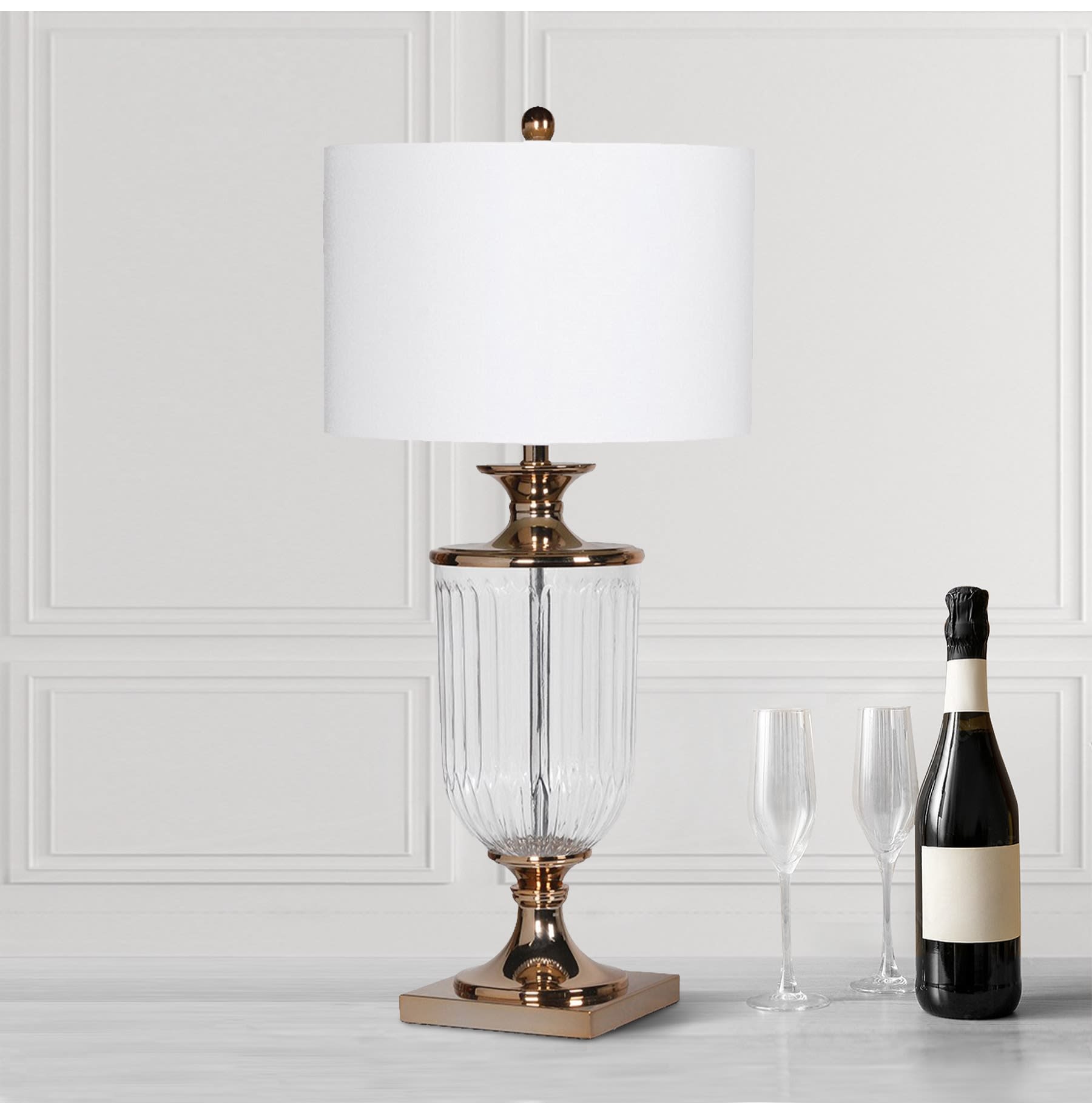 Glass and Iron Table Lamp