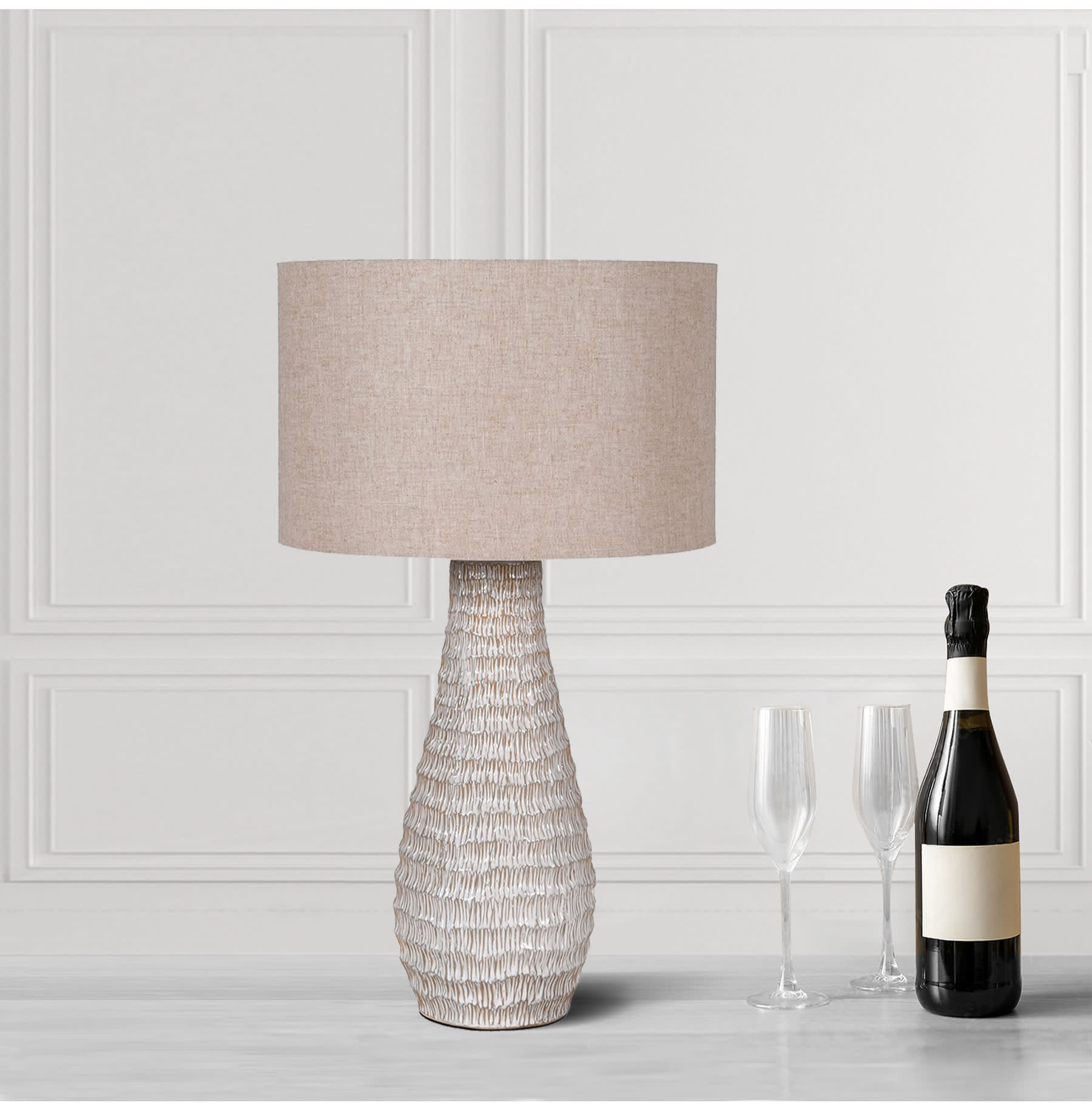 Beige Textured Base Table Lamp