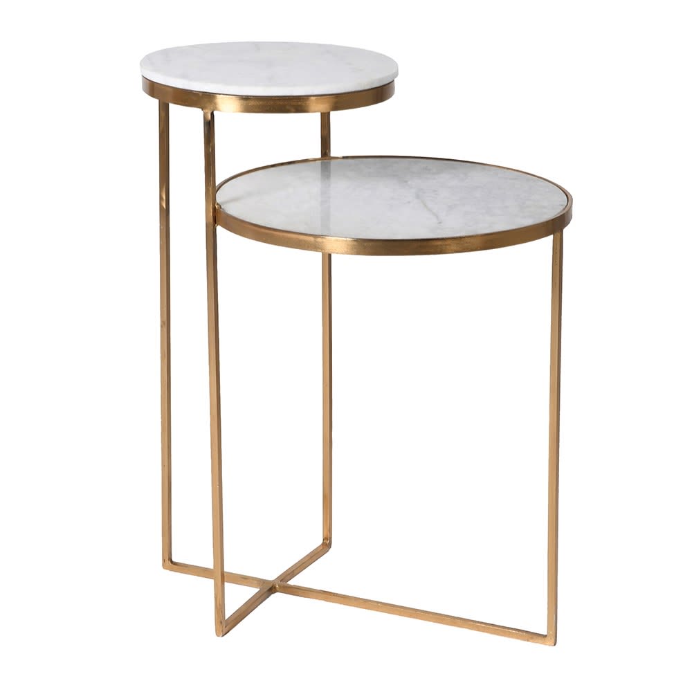 Gold Marble Double Level Side Table