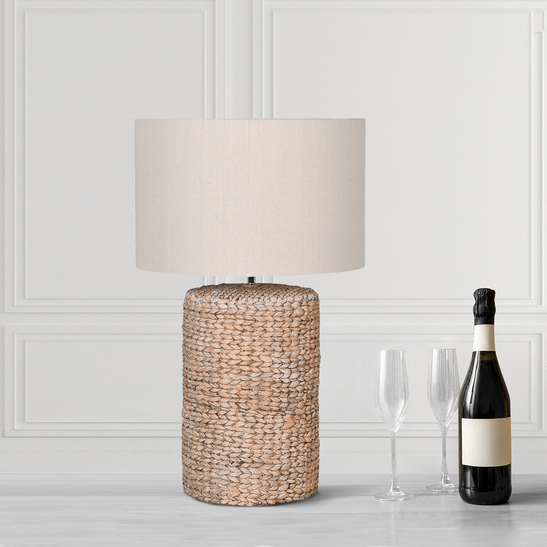 Rope Effect Table Lamp with Linen Shade