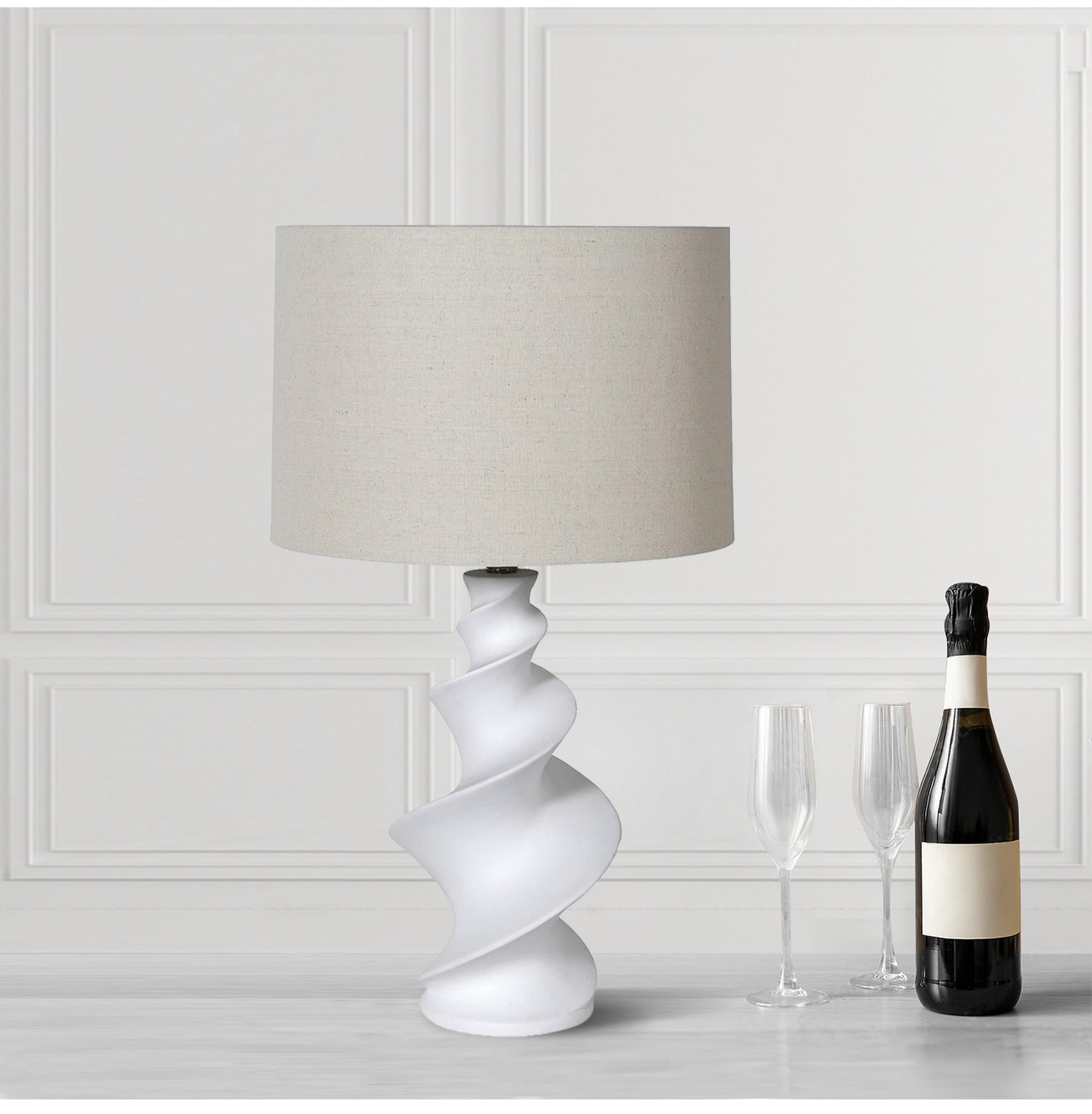 White Swirl Base Table Lamp