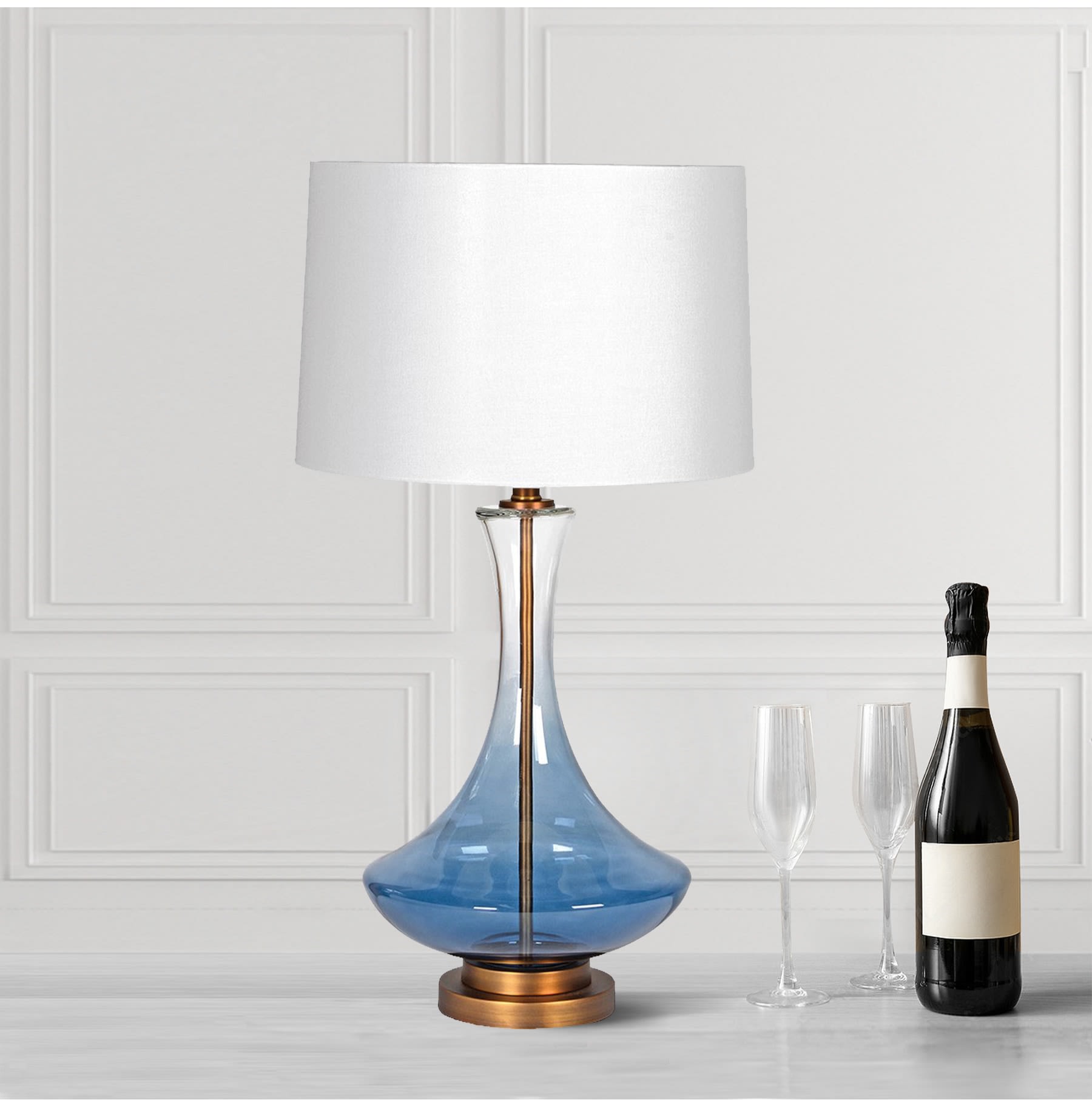 Smoked Blue Table Lamp