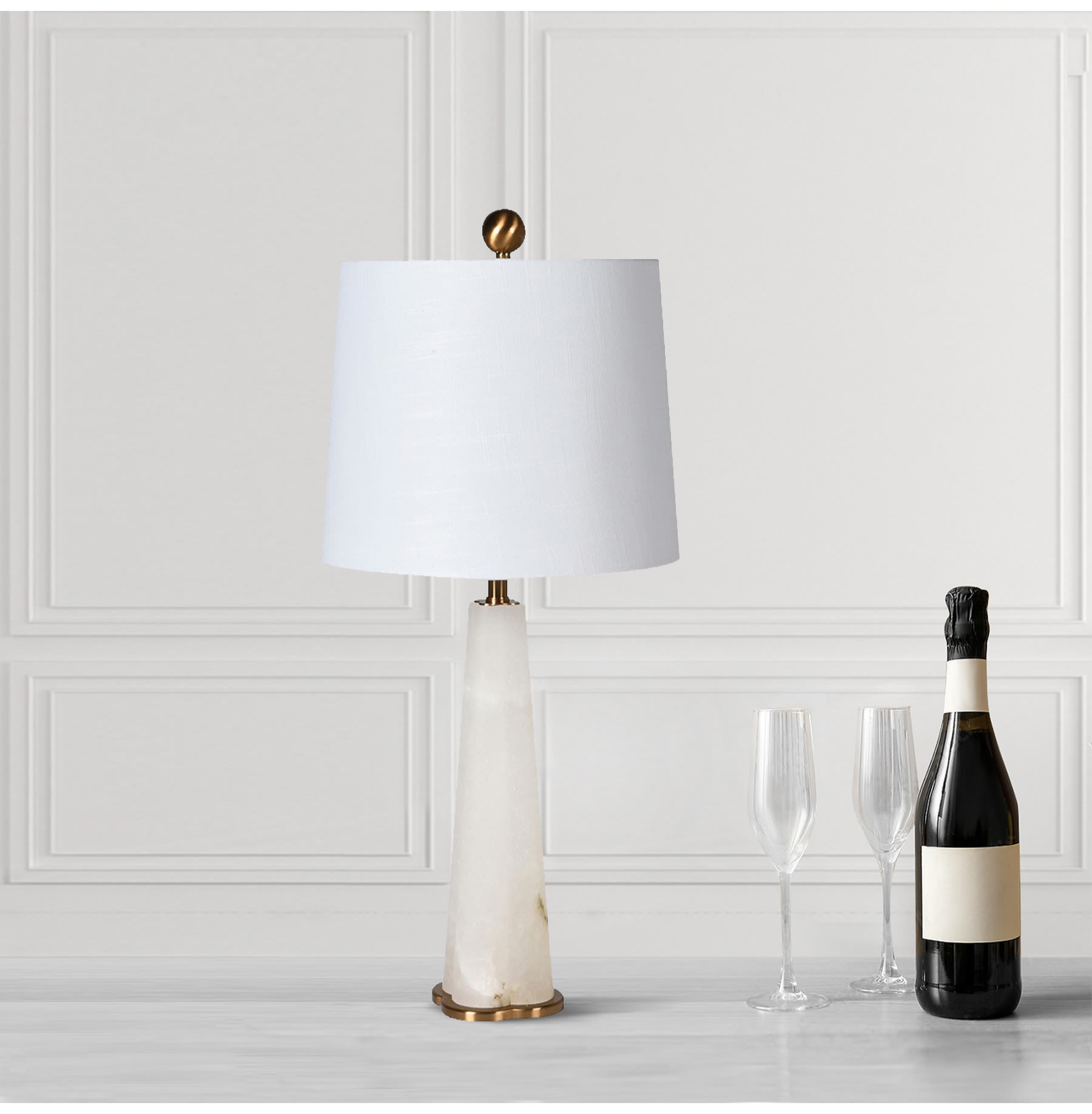 White Alabaster Table Lamp