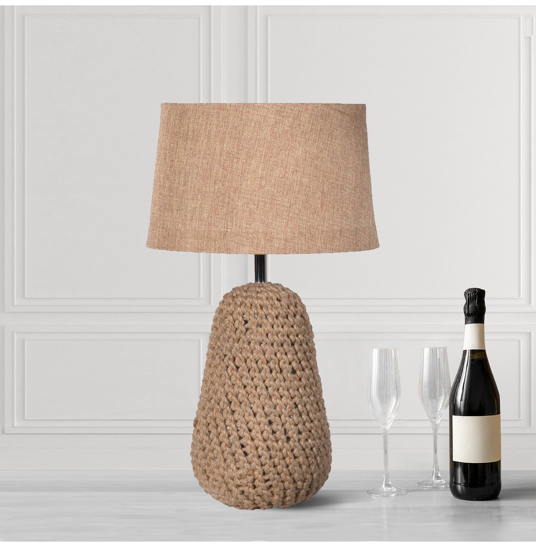 Braided Raffia Table Lamp