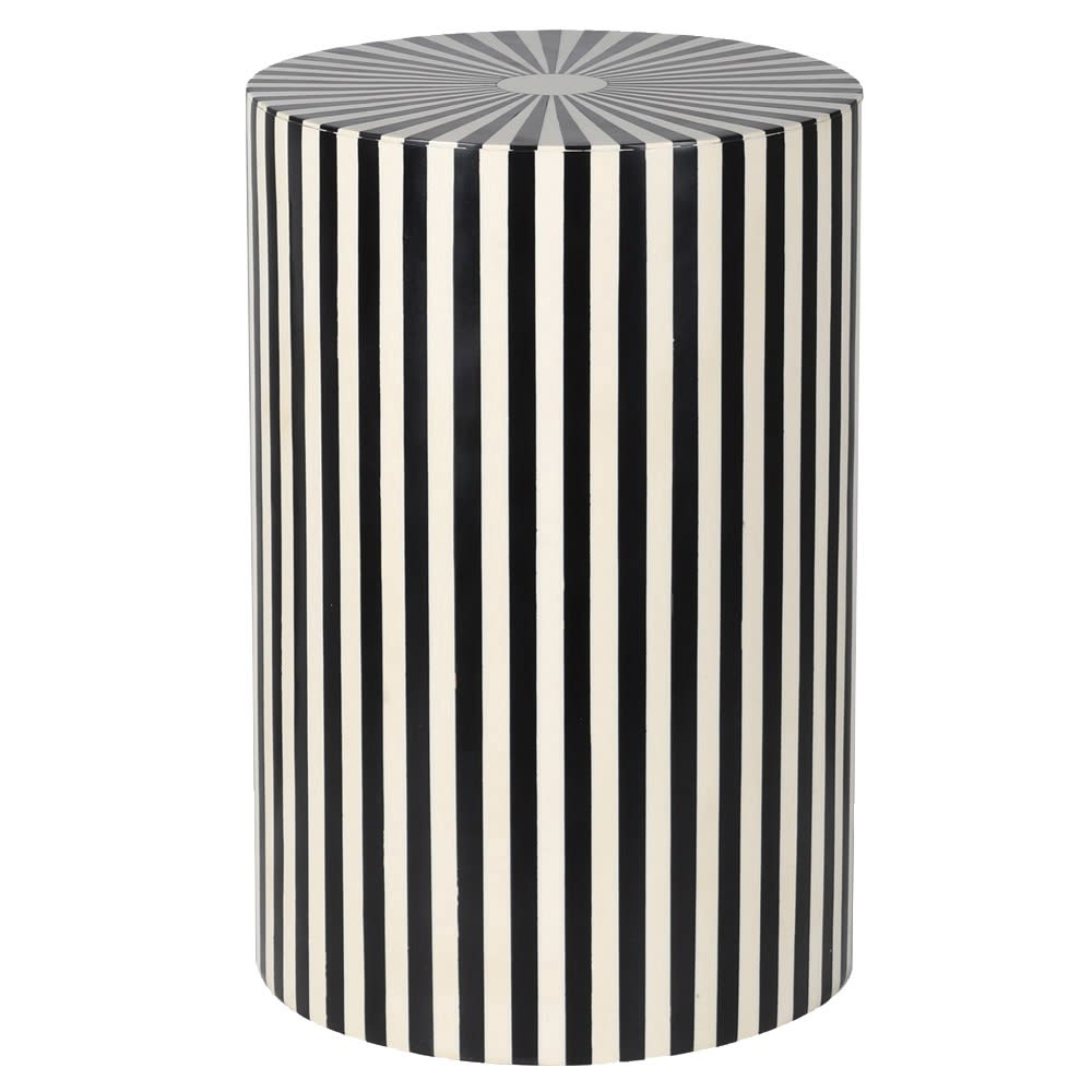 Monochrome Bone Inlay Striped Side Table