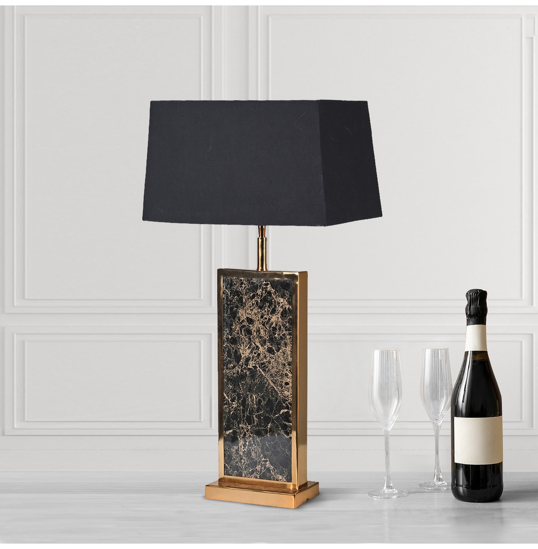 Black and Gold Marble Style Table Lamp