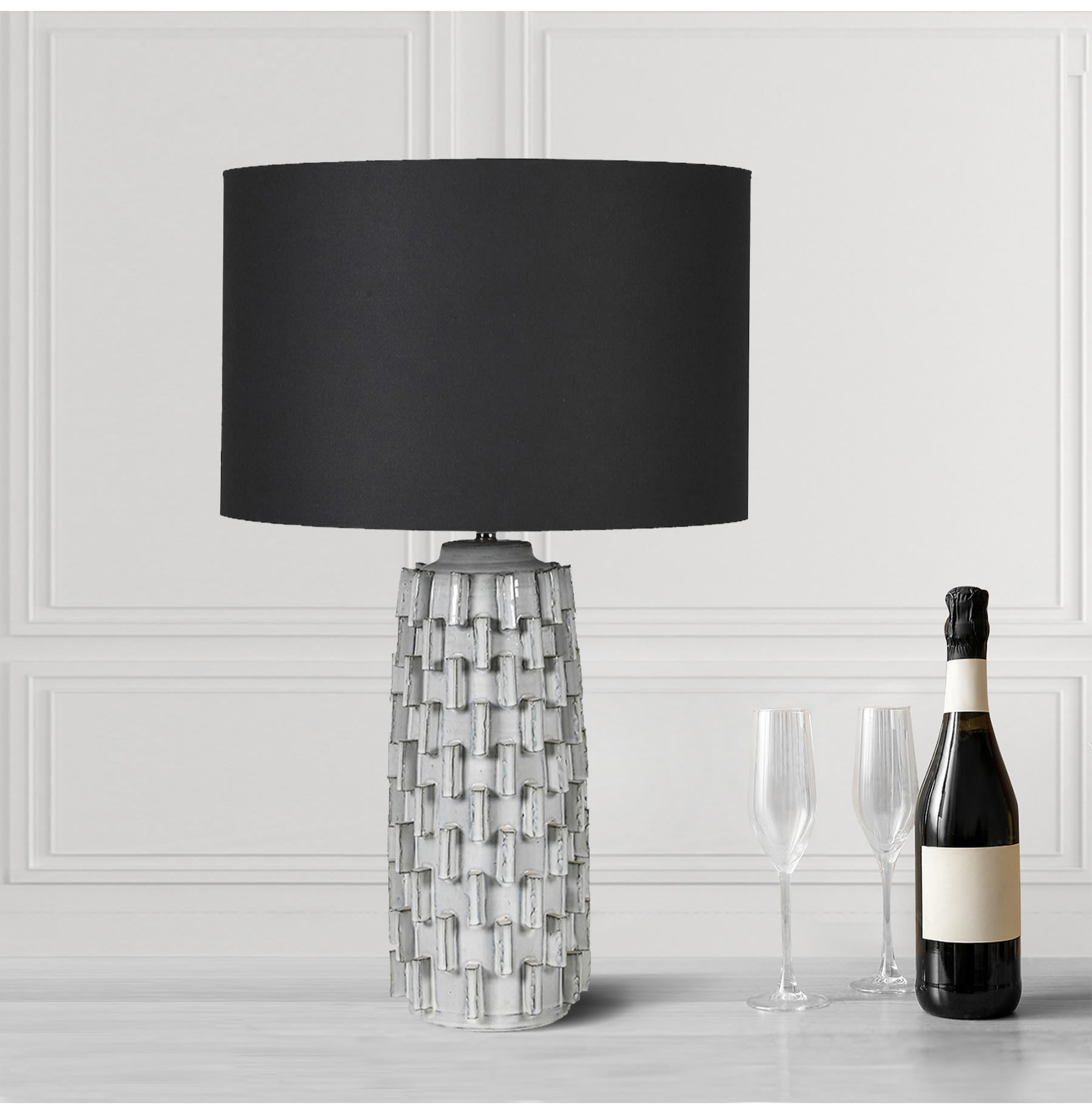 Grey Slotted Table Lamp