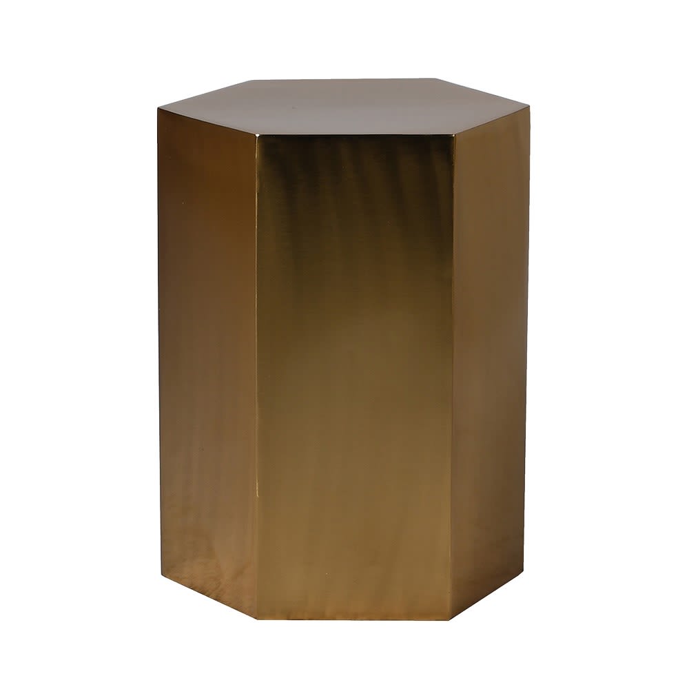 Medium Brushed Gold Hexagonal Iron End Table