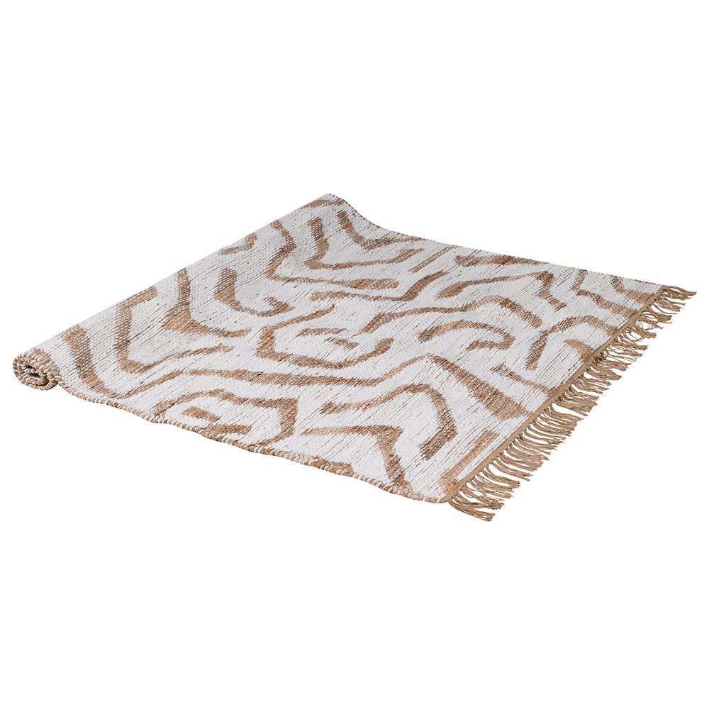 Beige Patterned Jute Rug