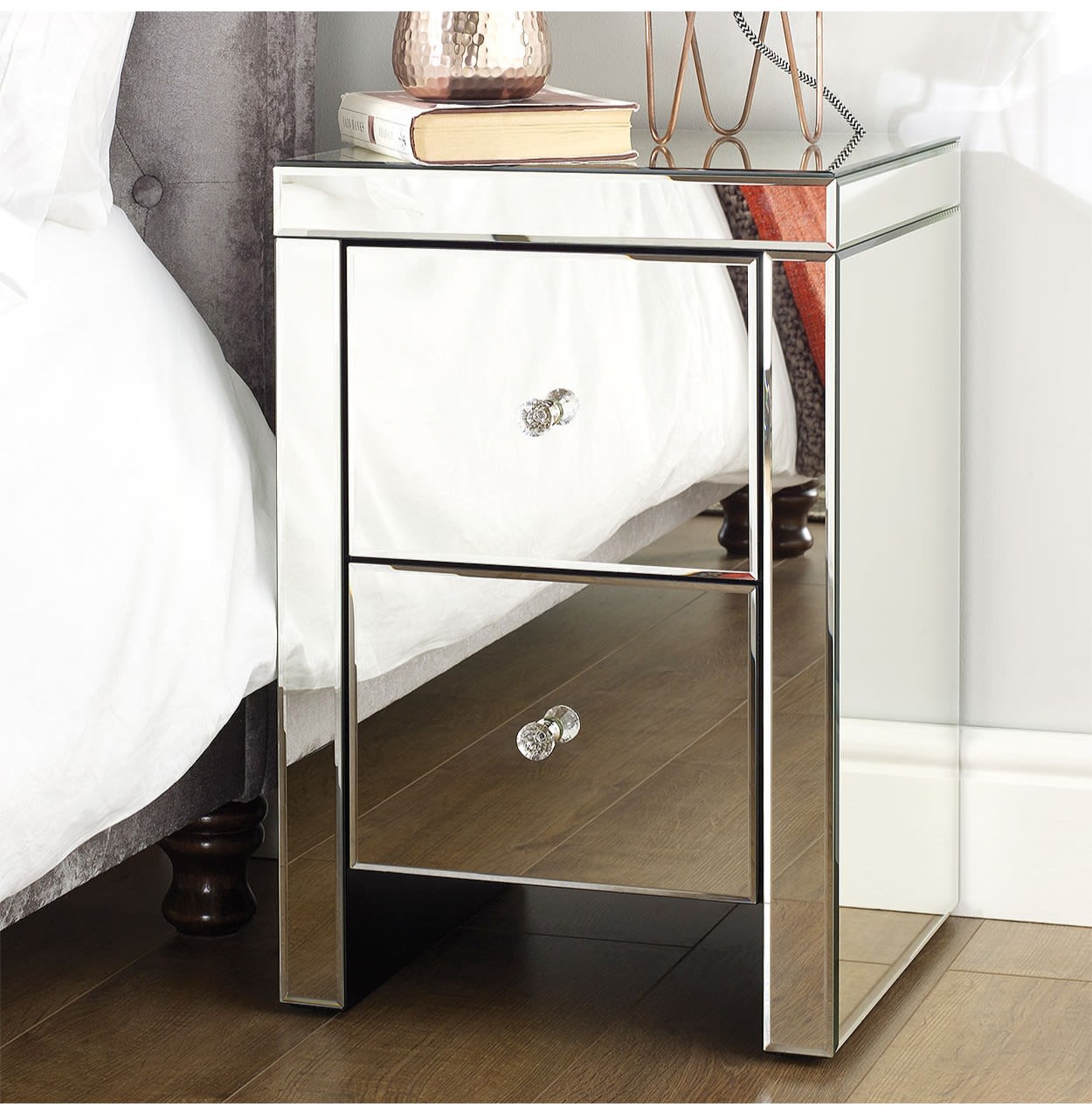 Georgia Mirrored 2 Drawer Bedside Table
