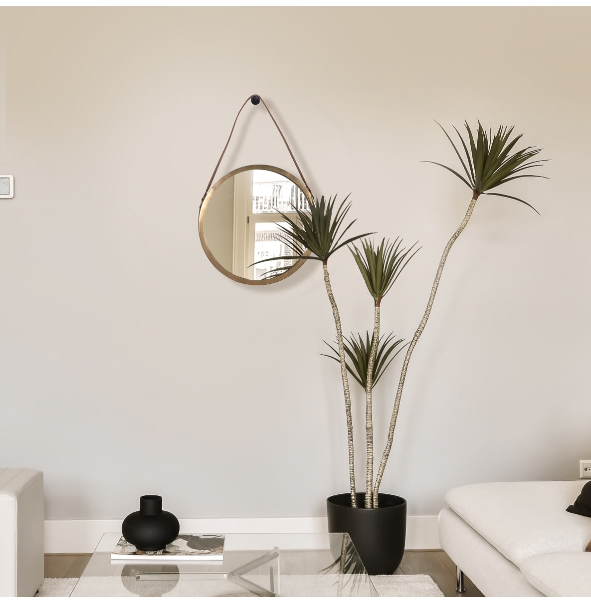 Small Rattan Circular Wall Mirror