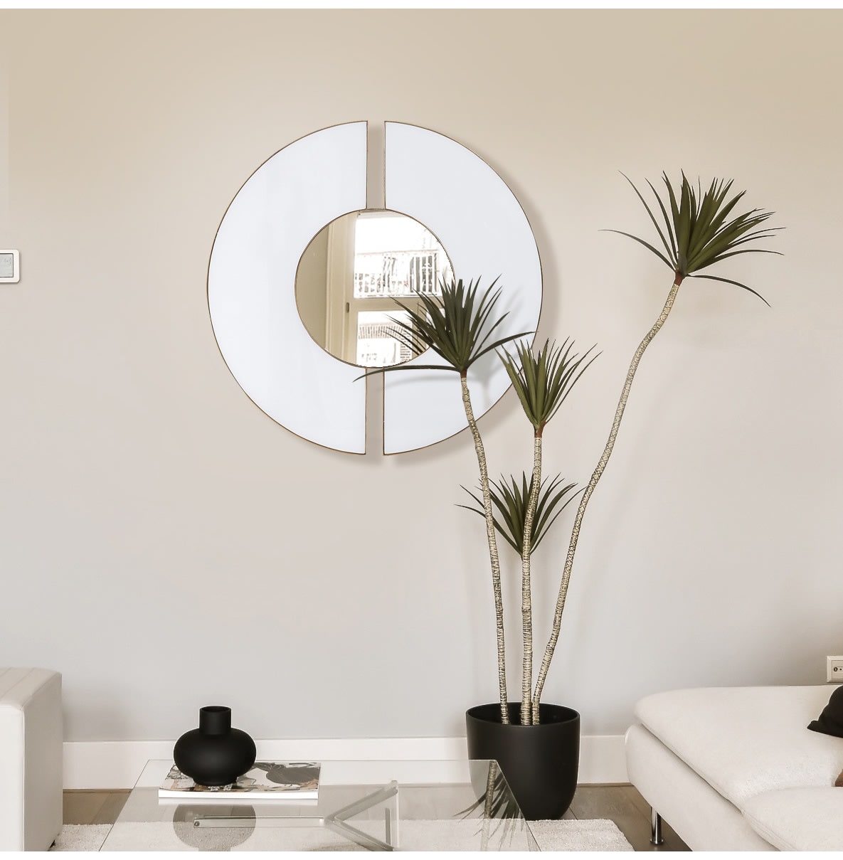 Round Iron Section Wall Mirror