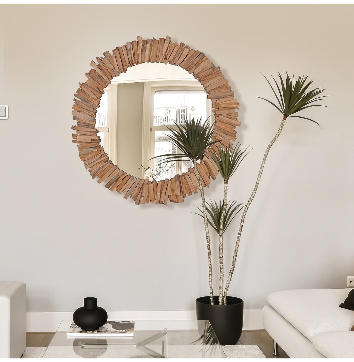 Round Driftwood Mirror