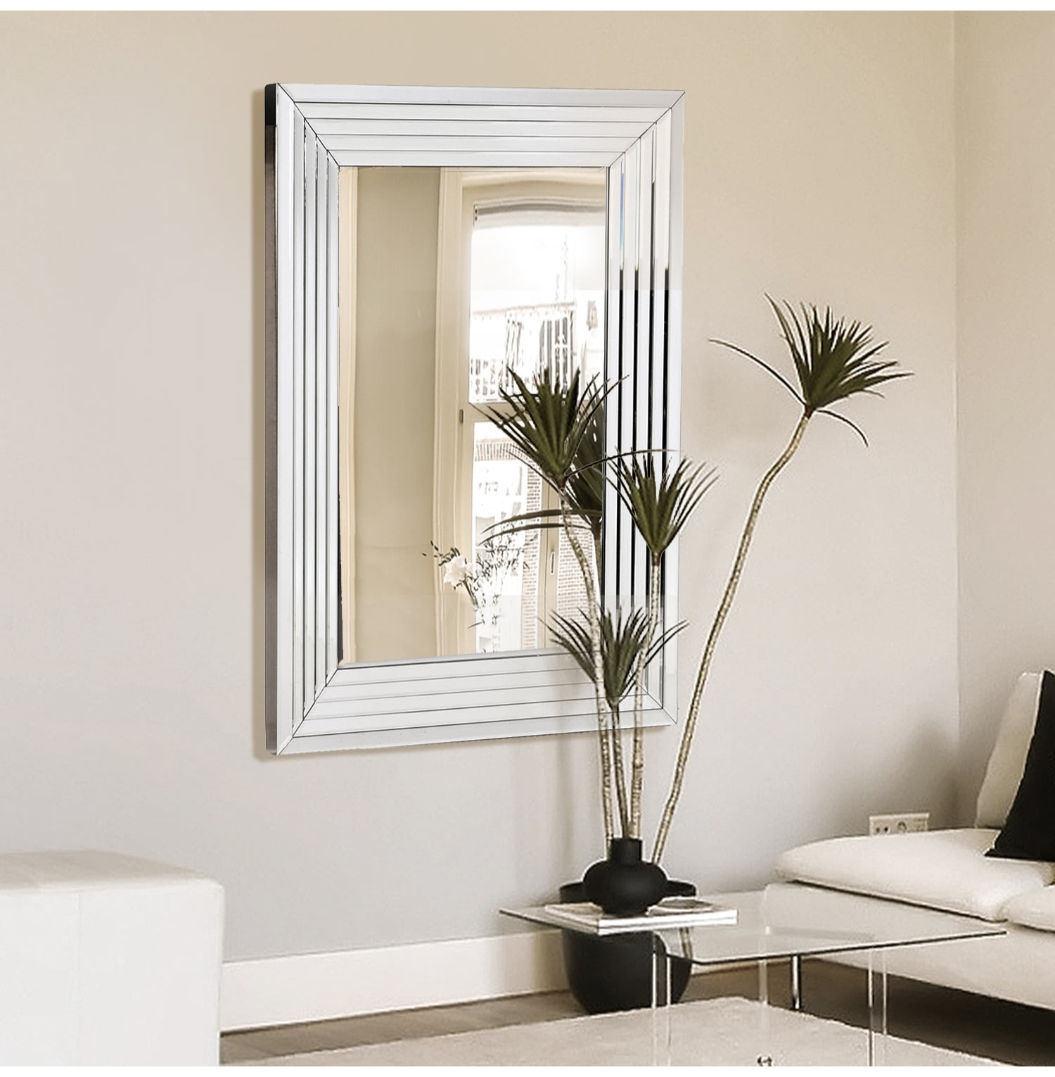 Square Lined Wall Mirror