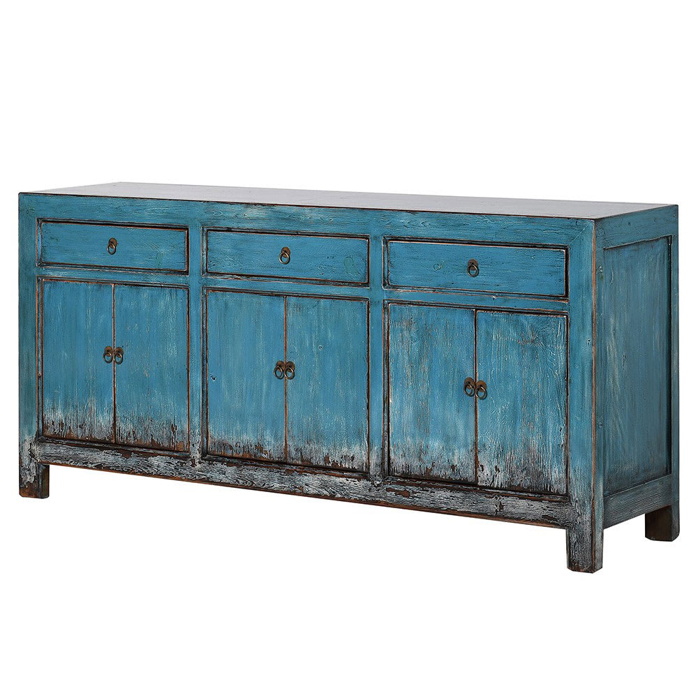 Oriental Style Blue 3 Drawer 6 Door Sideboard